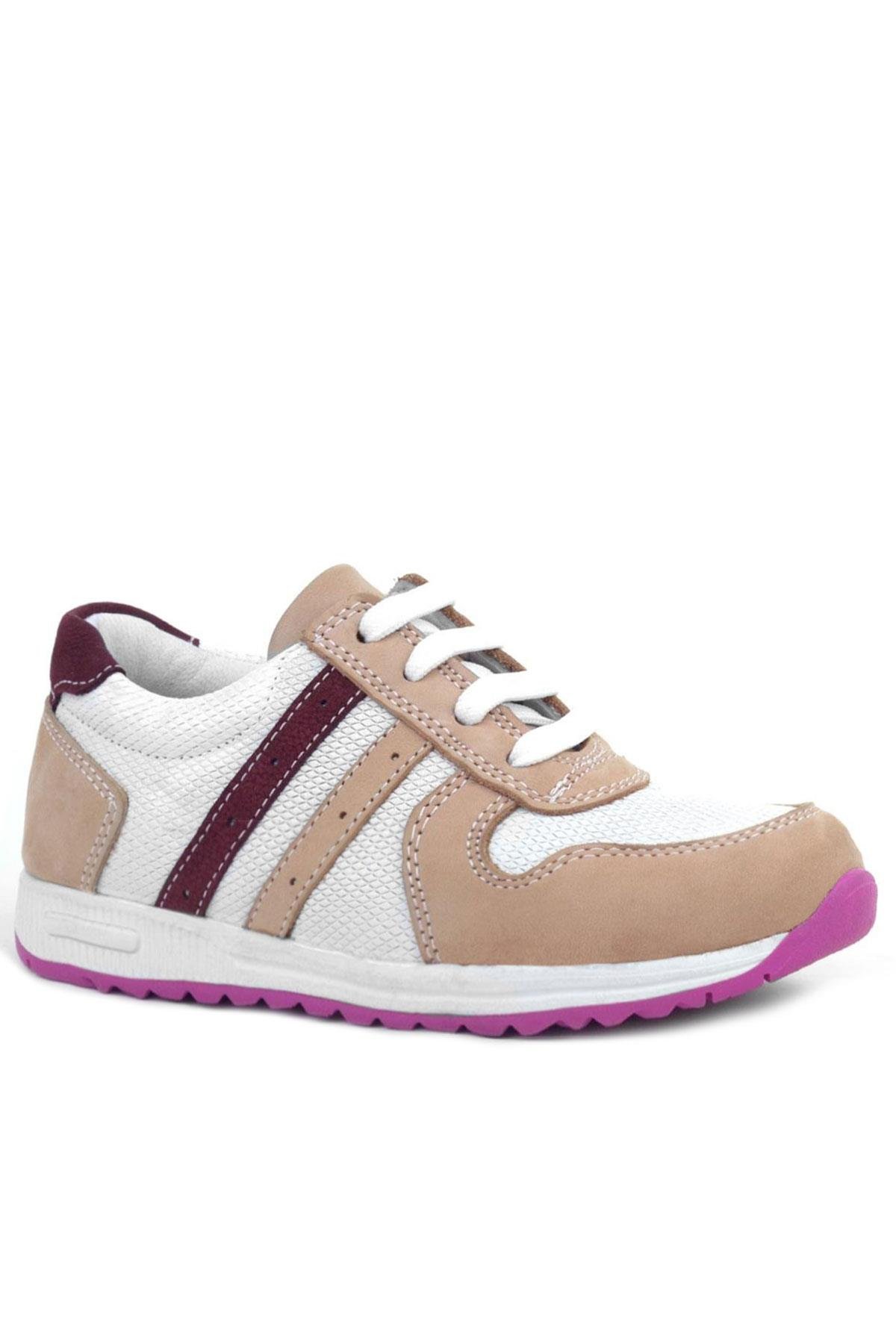Hakiki Deri Pembe Fuşya Tabanlı Kız Çocuk Günlük Spor Ayakkabı - Görsel 2