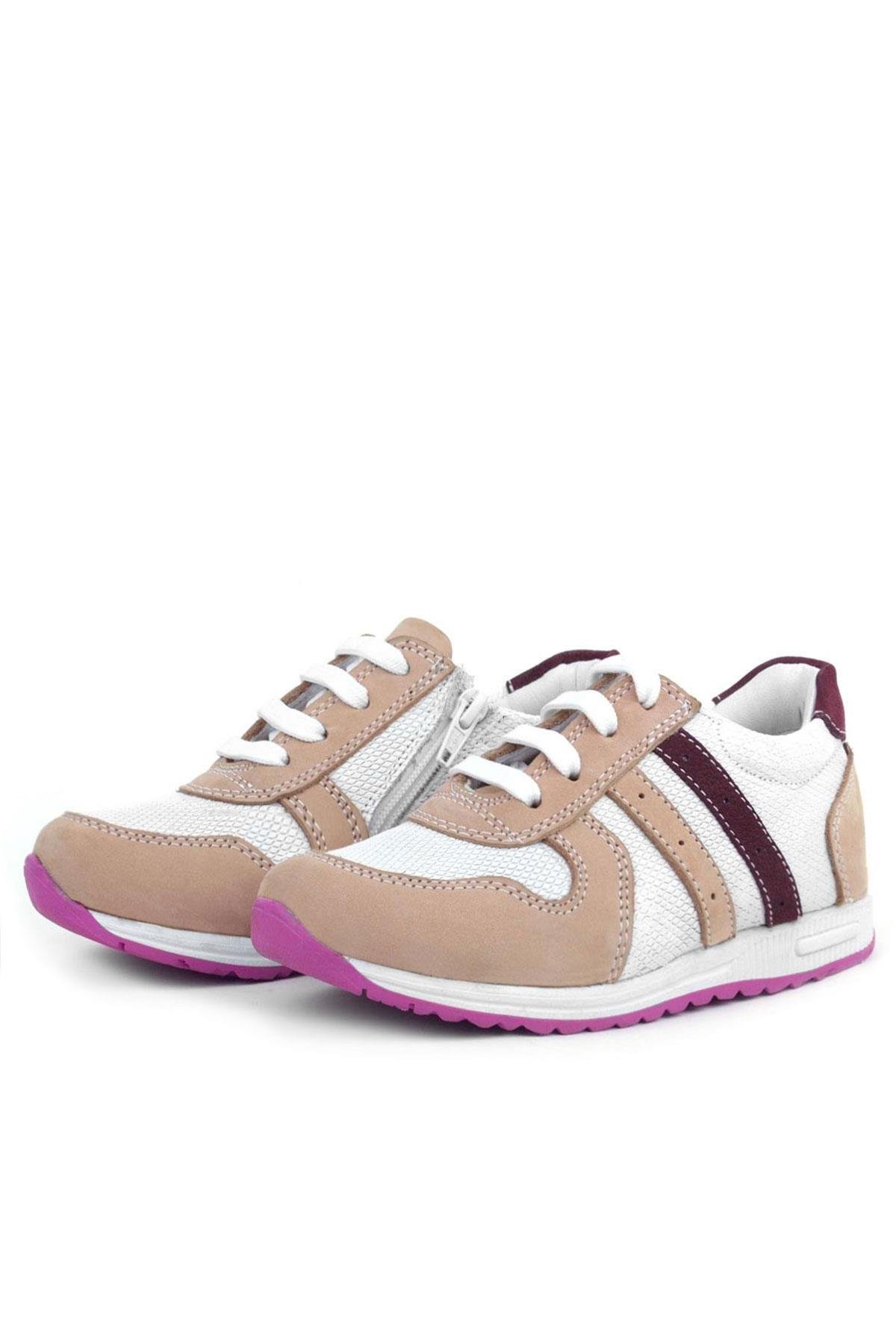Hakiki Deri Pembe Fuşya Tabanlı Kız Çocuk Günlük Spor Ayakkabı - Görsel 6