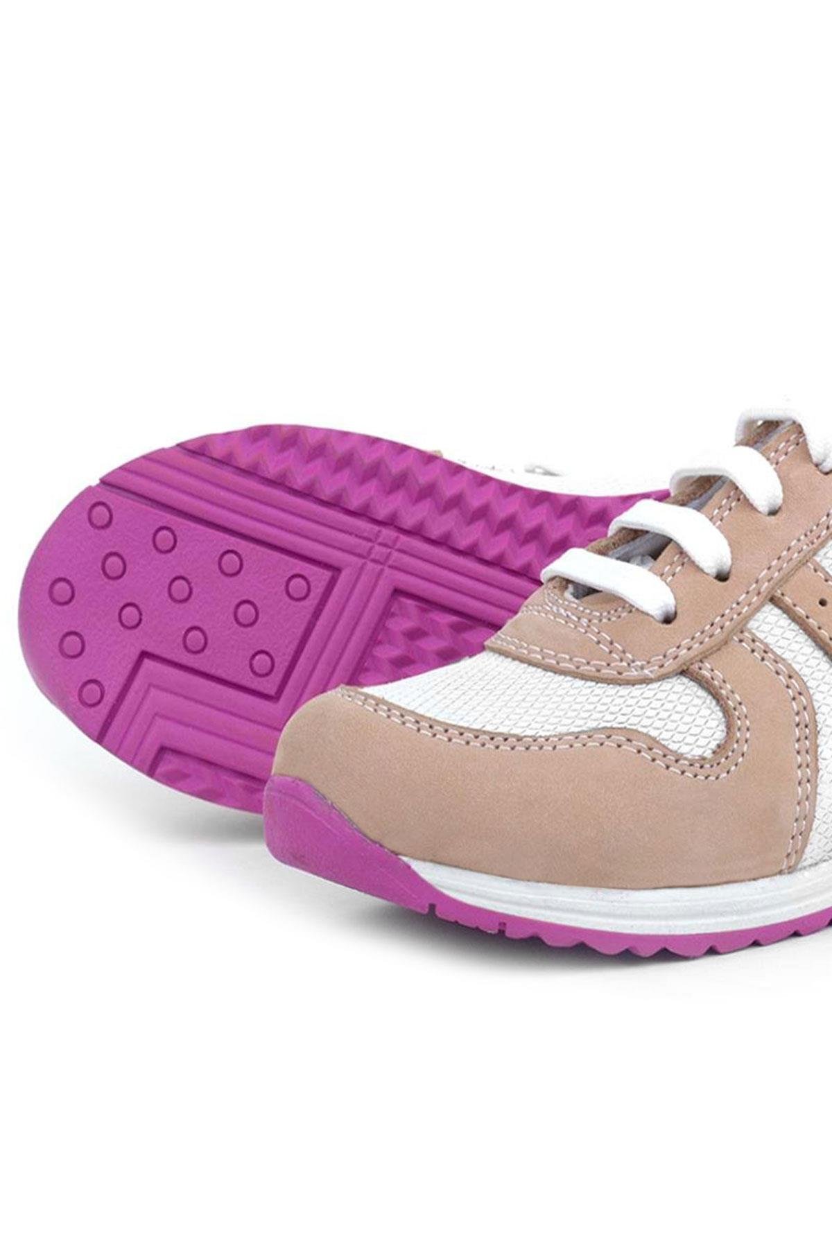 Hakiki Deri Pembe Fuşya Tabanlı Kız Çocuk Günlük Spor Ayakkabı - Görsel 8