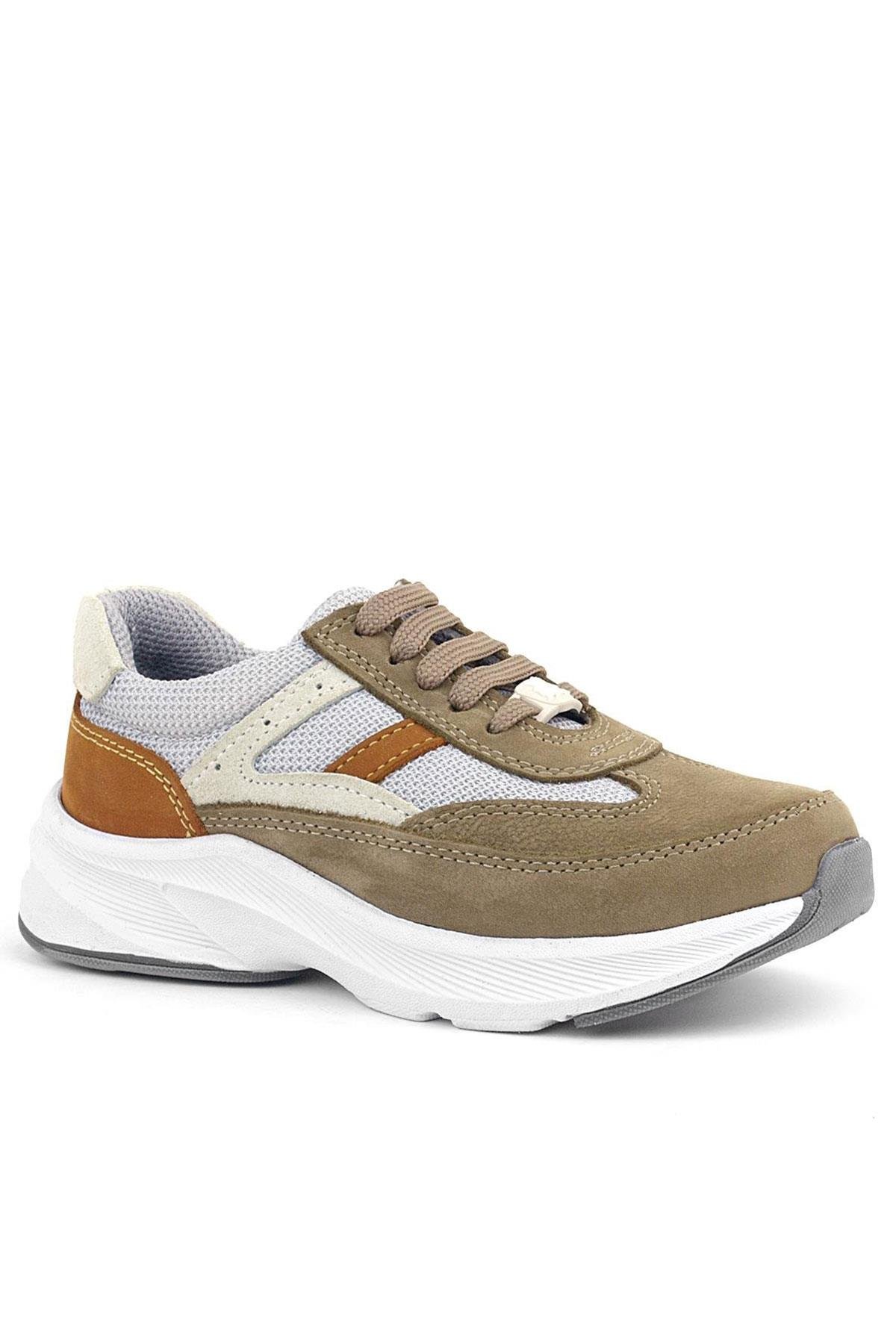 Hakiki Deri Anatomik Kum Rengi Bağcıklı Hafif Çocuk Spor Ayakkabı - Görsel 2