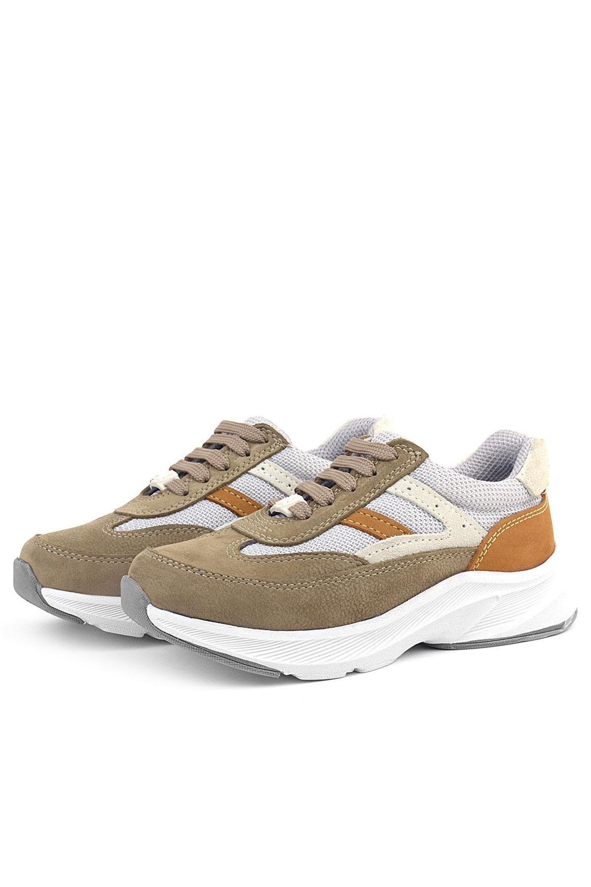 Hakiki Deri Anatomik Kum Rengi Bağcıklı Hafif Çocuk Spor Ayakkabı - Görsel 6