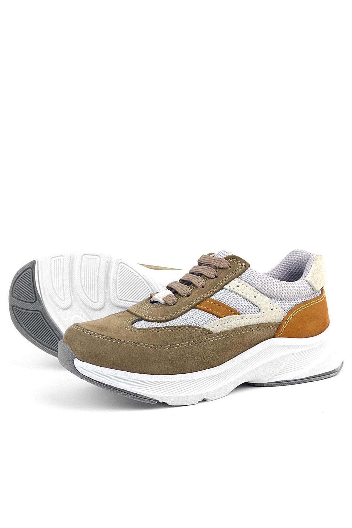 Hakiki Deri Anatomik Kum Rengi Bağcıklı Hafif Çocuk Spor Ayakkabı - Görsel 7
