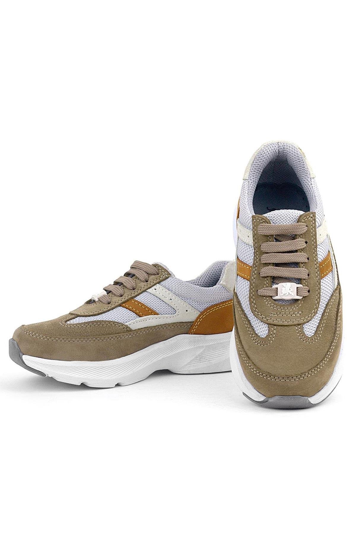 Hakiki Deri Anatomik Kum Rengi Bağcıklı Hafif Çocuk Spor Ayakkabı - Görsel 8