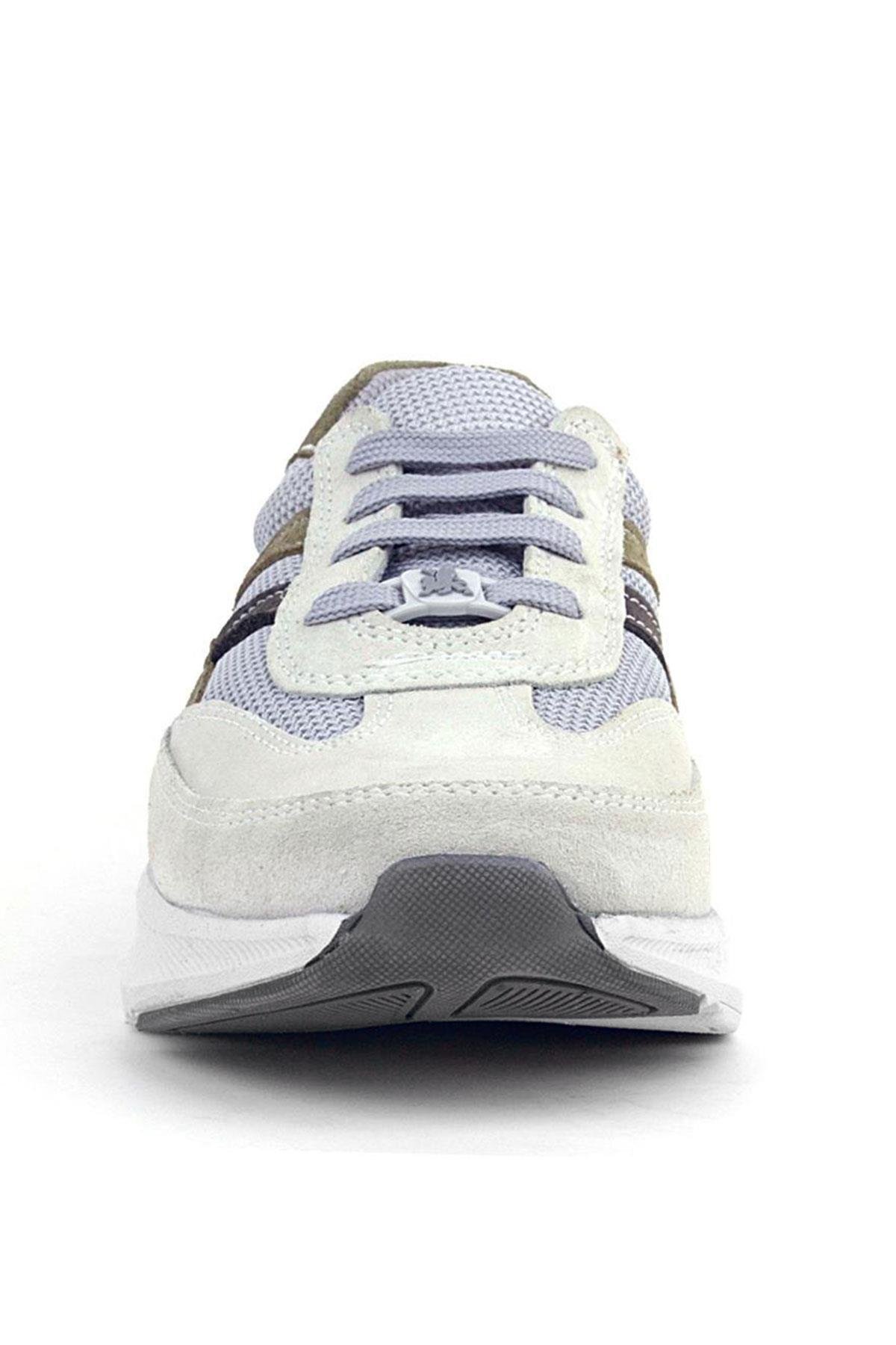 Hakiki Deri Anatomik Vizon Haki Bağcıklı Hafif Çocuk Spor Ayakkabı - Görsel 5