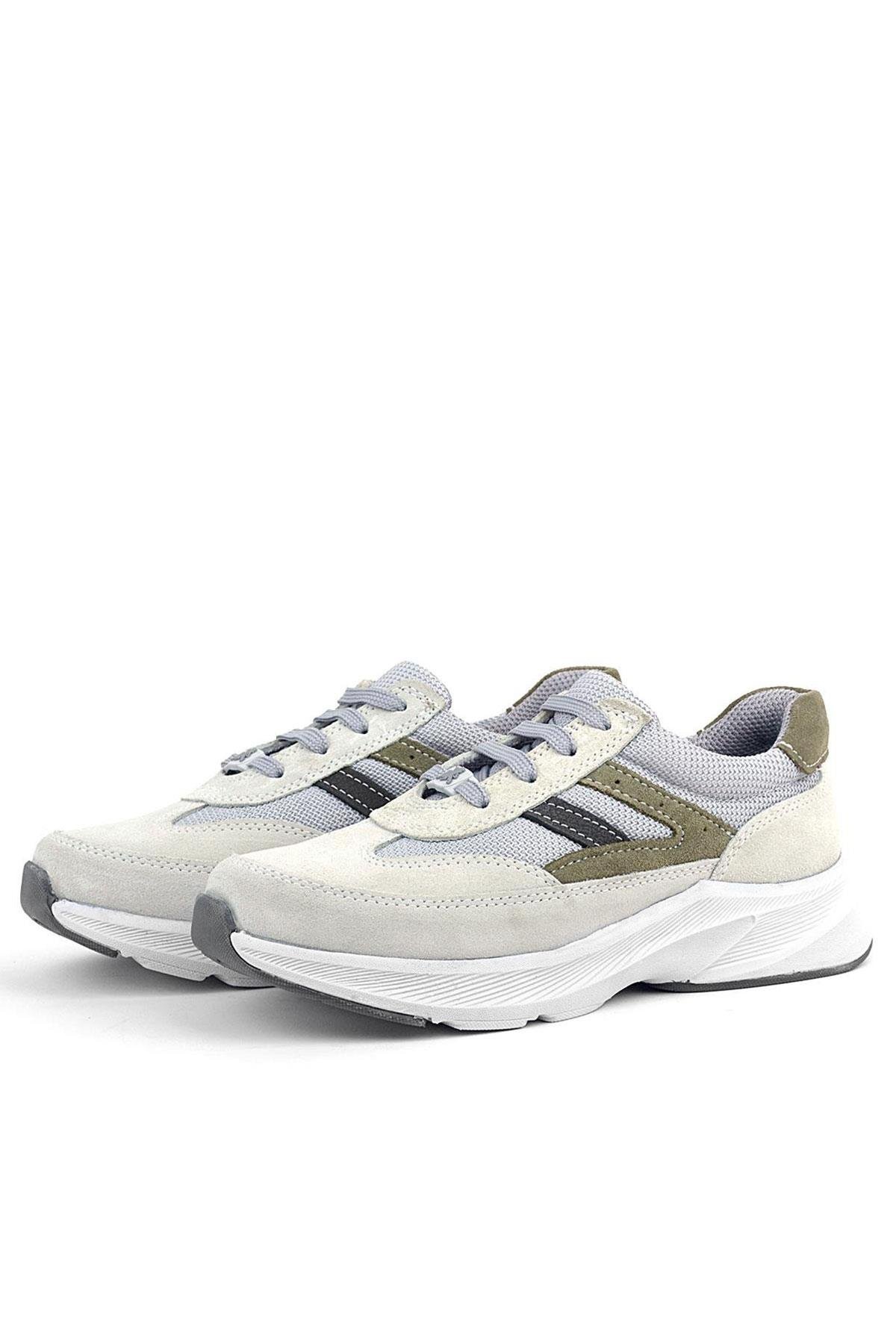 Hakiki Deri Anatomik Vizon Haki Bağcıklı Hafif Çocuk Spor Ayakkabı - Görsel 6