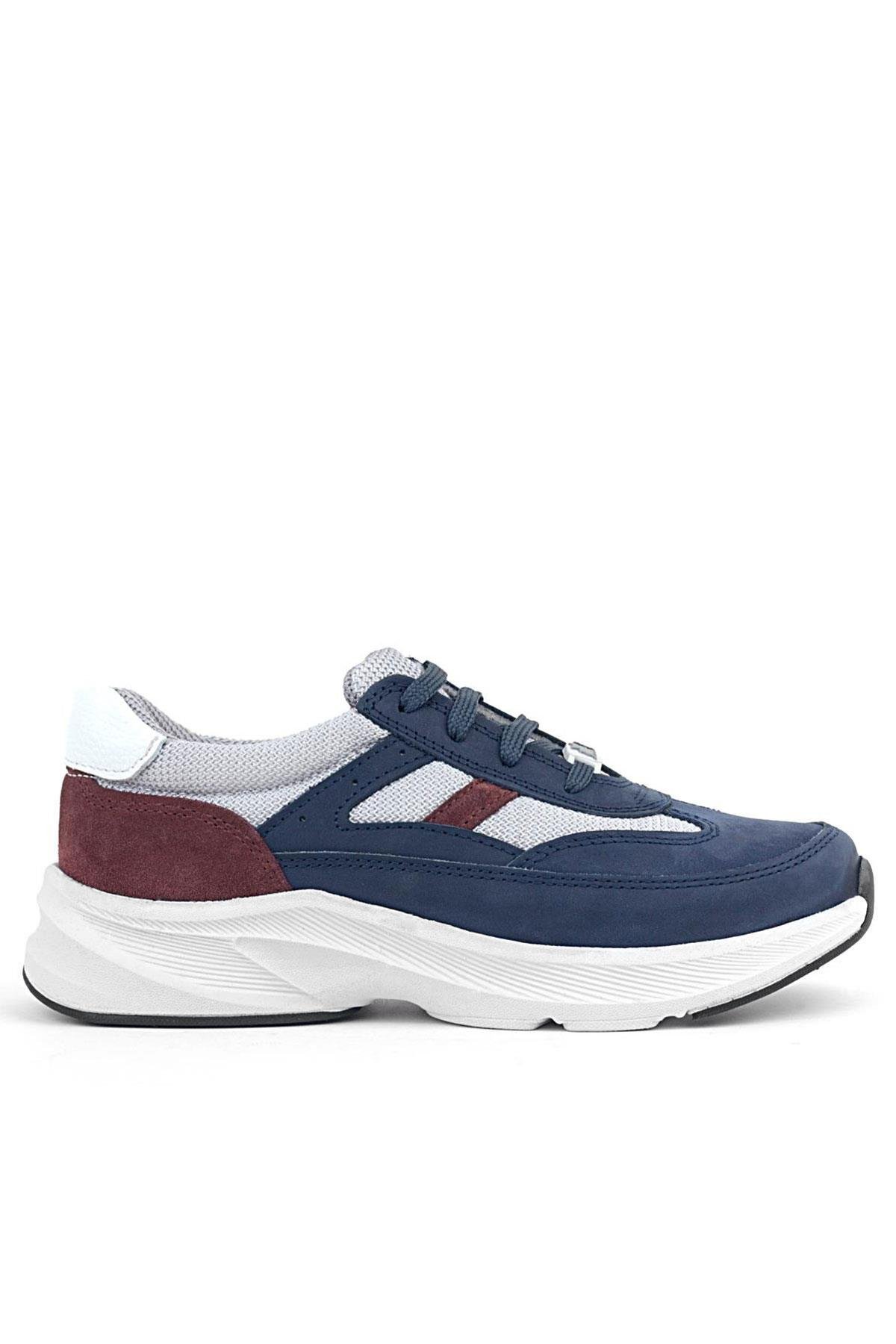 Hakiki Deri Anatomik Lacivert Bordo Bağcıklı Hafif Çocuk Spor Ayakkabı - Görsel 4