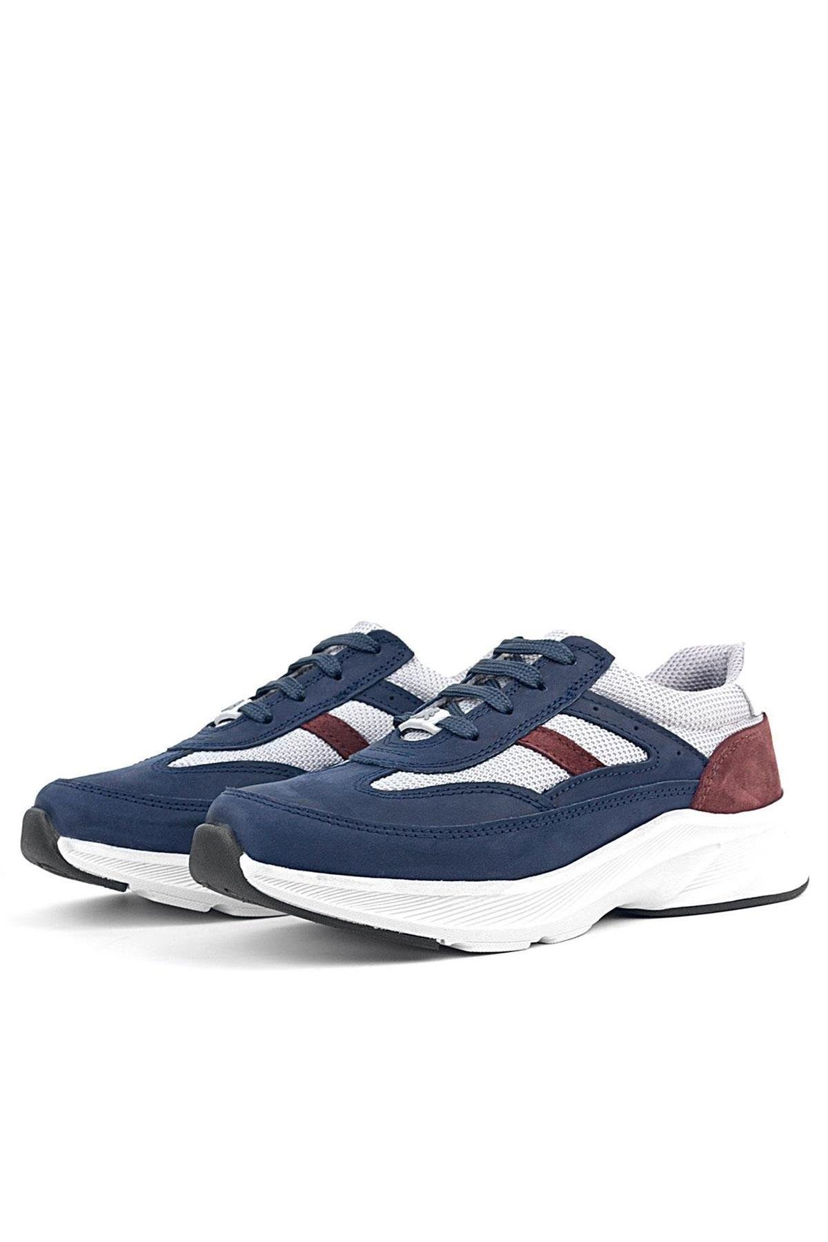 Hakiki Deri Anatomik Lacivert Bordo Bağcıklı Hafif Çocuk Spor Ayakkabı - Görsel 6