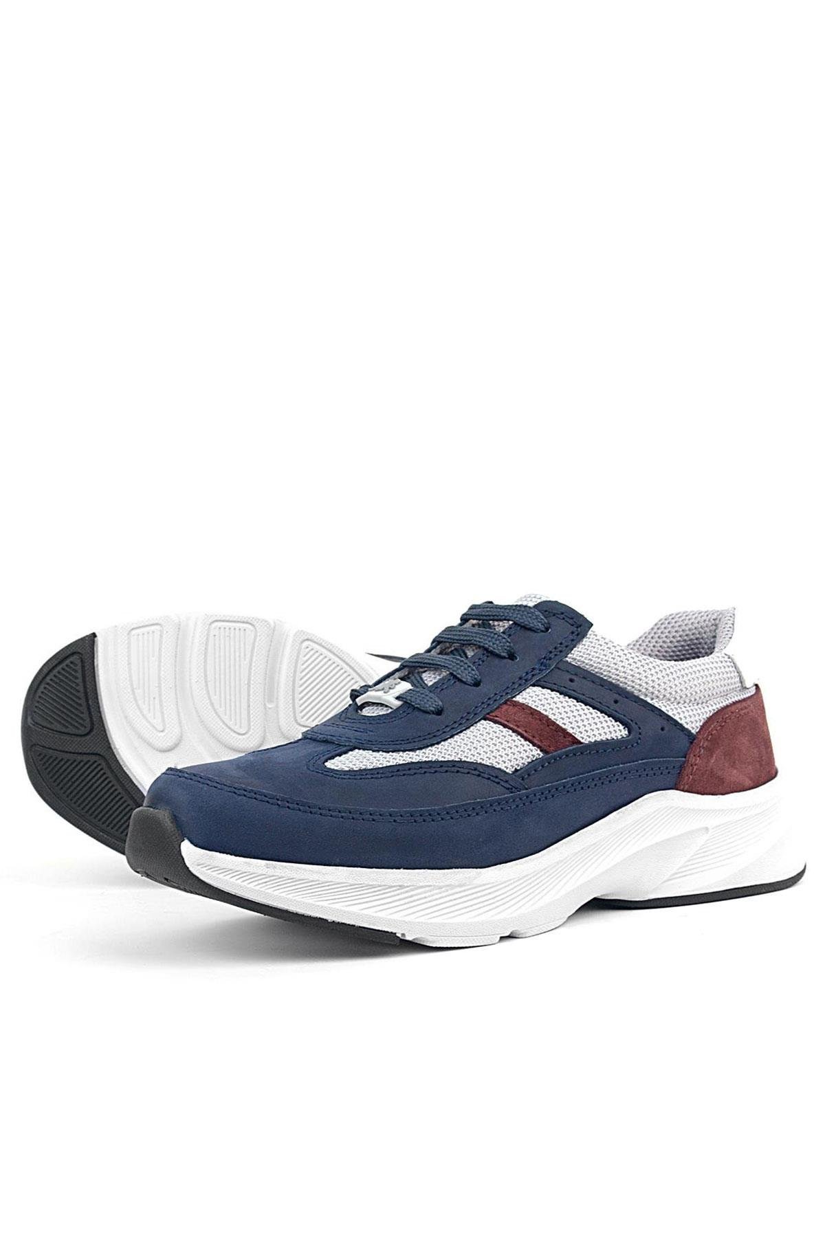 Hakiki Deri Anatomik Lacivert Bordo Bağcıklı Hafif Çocuk Spor Ayakkabı - Görsel 7
