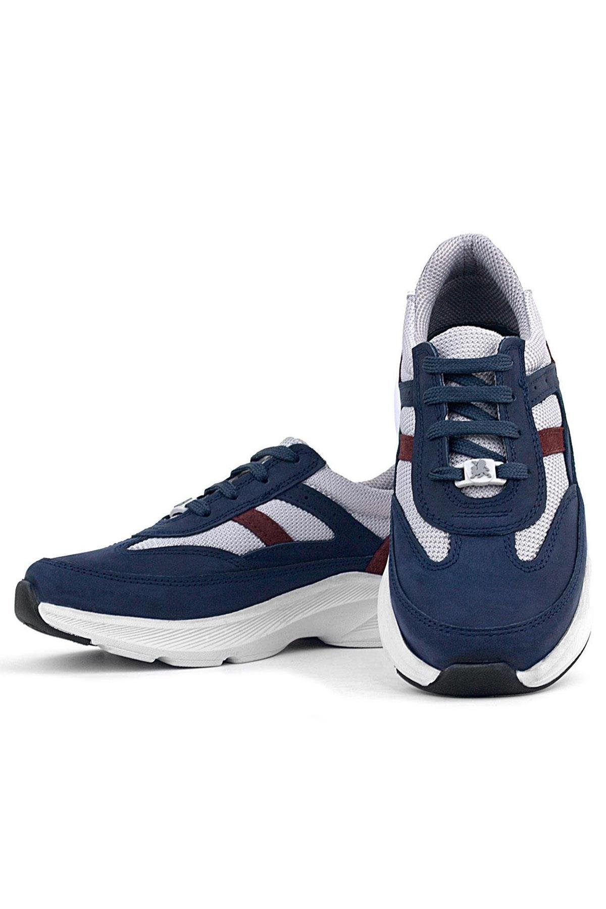 Hakiki Deri Anatomik Lacivert Bordo Bağcıklı Hafif Çocuk Spor Ayakkabı - Görsel 8