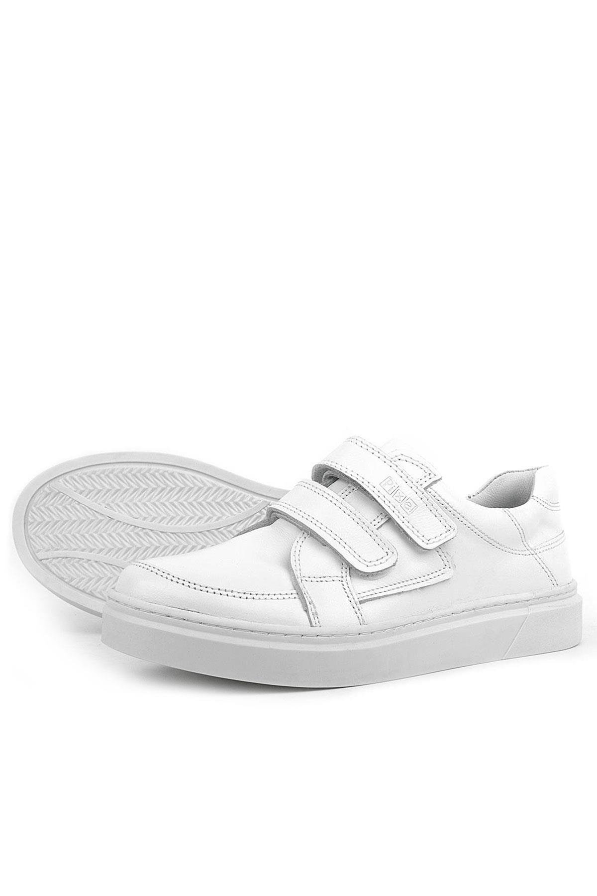 Hakiki Deri Beyaz Cırtlı Genç Erkek Spor Ayakkabı - Görsel 6
