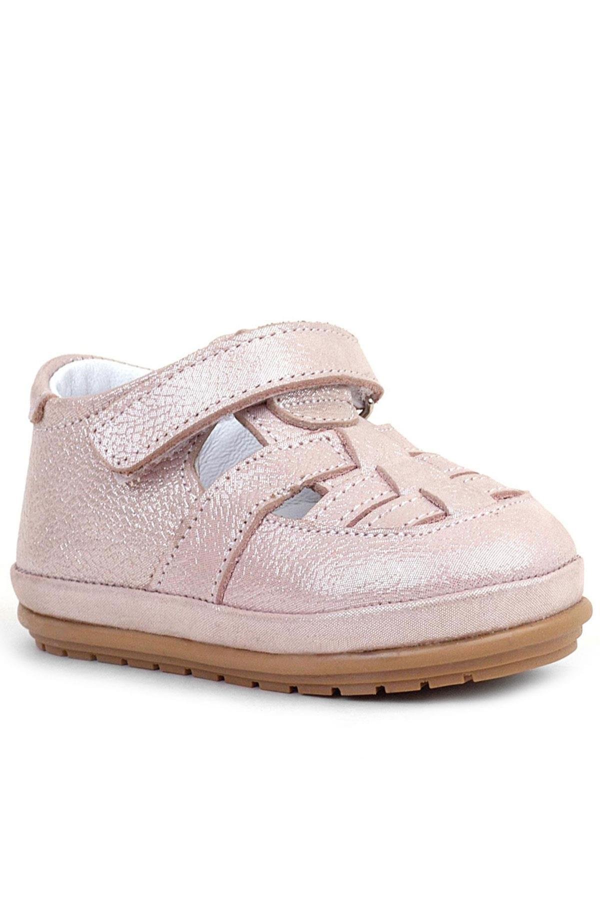Muppet Hakiki Deri Simli Pudra Cırtlı Anatomik Bebek Sandalet Ayakkabı - Görsel 2