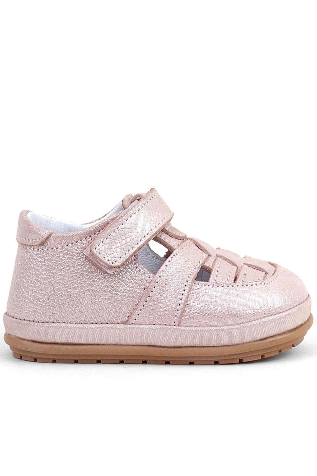 Muppet Hakiki Deri Simli Pudra Cırtlı Anatomik Bebek Sandalet Ayakkabı - Görsel 3