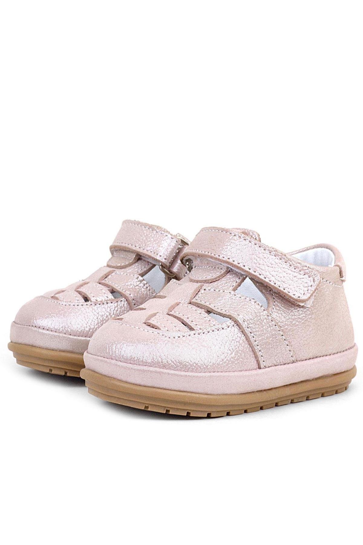 Muppet Hakiki Deri Simli Pudra Cırtlı Anatomik Bebek Sandalet Ayakkabı - Görsel 4