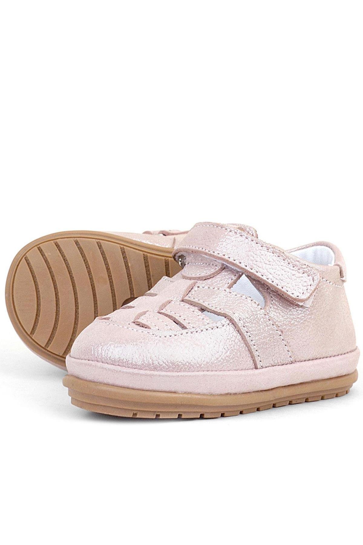 Muppet Hakiki Deri Simli Pudra Cırtlı Anatomik Bebek Sandalet Ayakkabı - Görsel 5