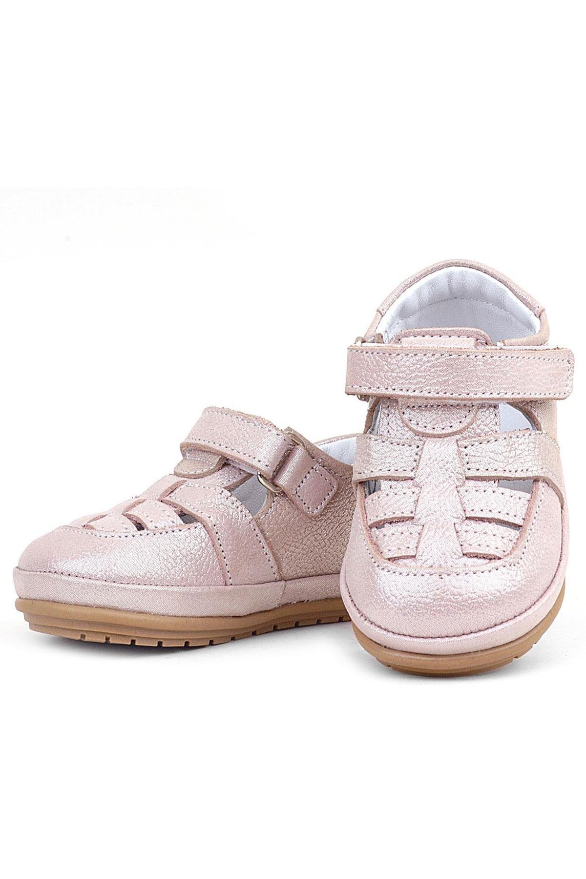 Muppet Hakiki Deri Simli Pudra Cırtlı Anatomik Bebek Sandalet Ayakkabı - Görsel 6