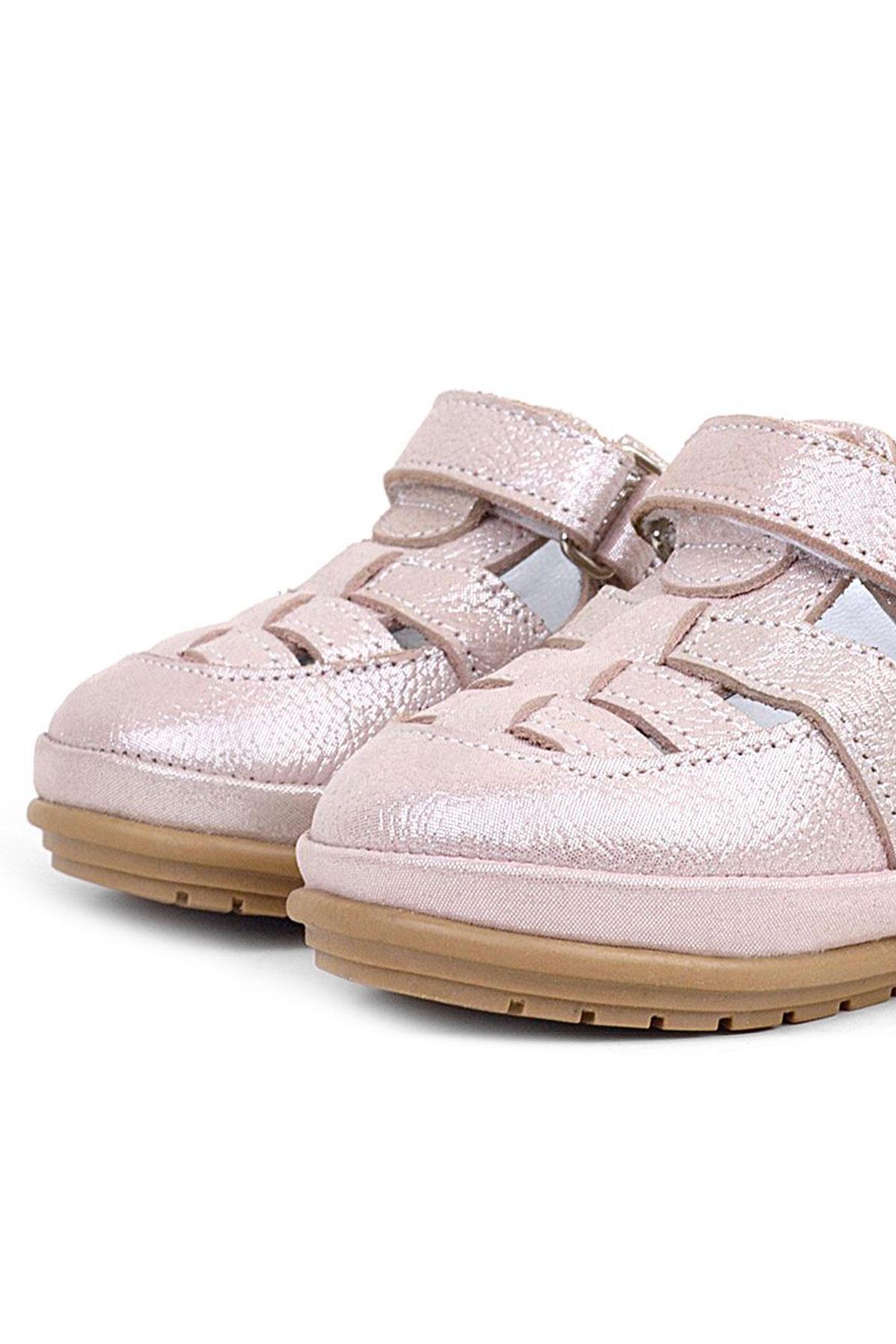 Muppet Hakiki Deri Simli Pudra Cırtlı Anatomik Bebek Sandalet Ayakkabı - Görsel 8