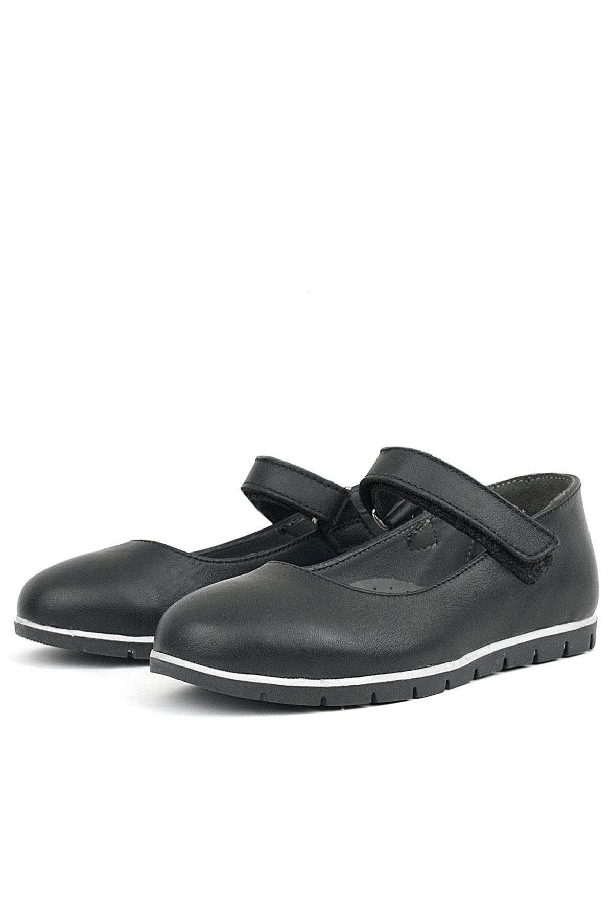 Hakiki Deri Siyah Kız Çocuk Babet - Görsel 5