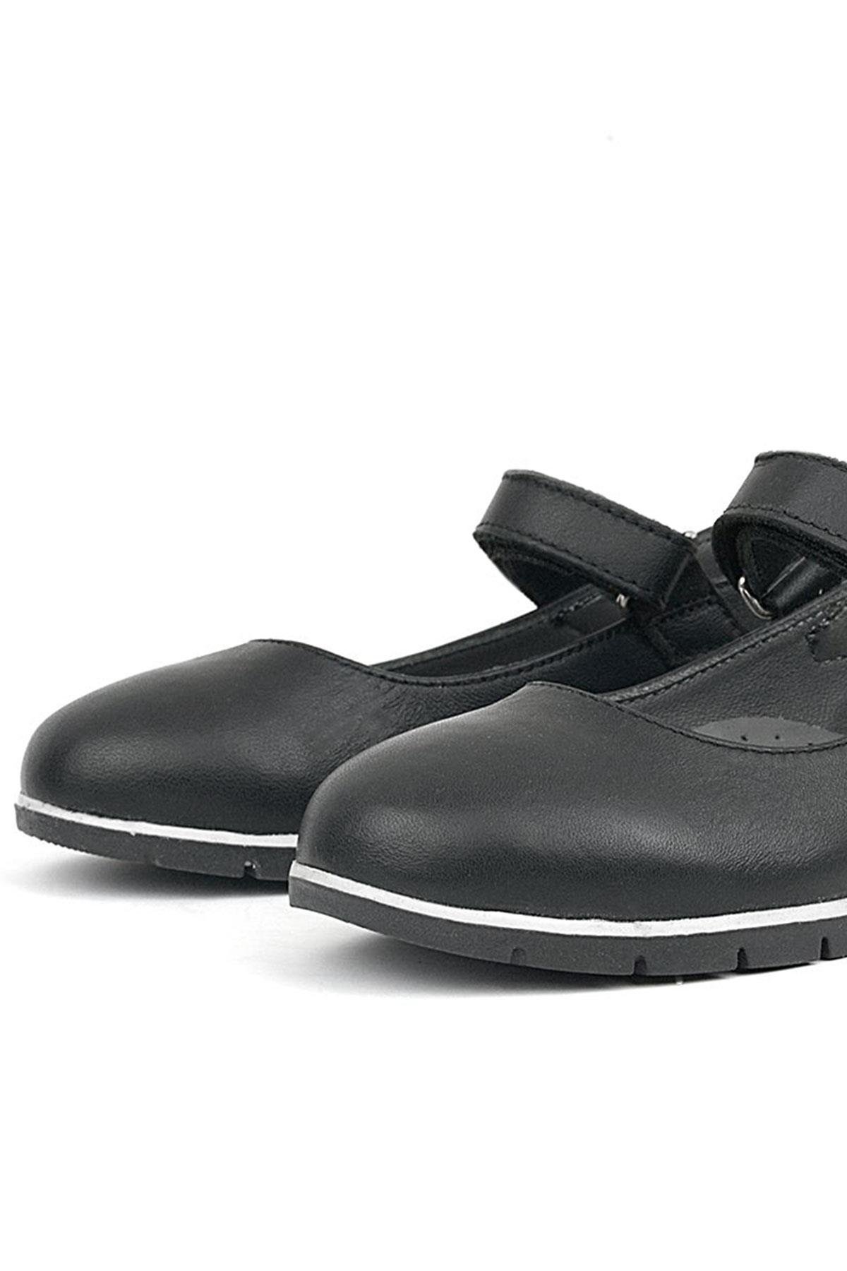 Hakiki Deri Siyah Kız Çocuk Babet - Görsel 6