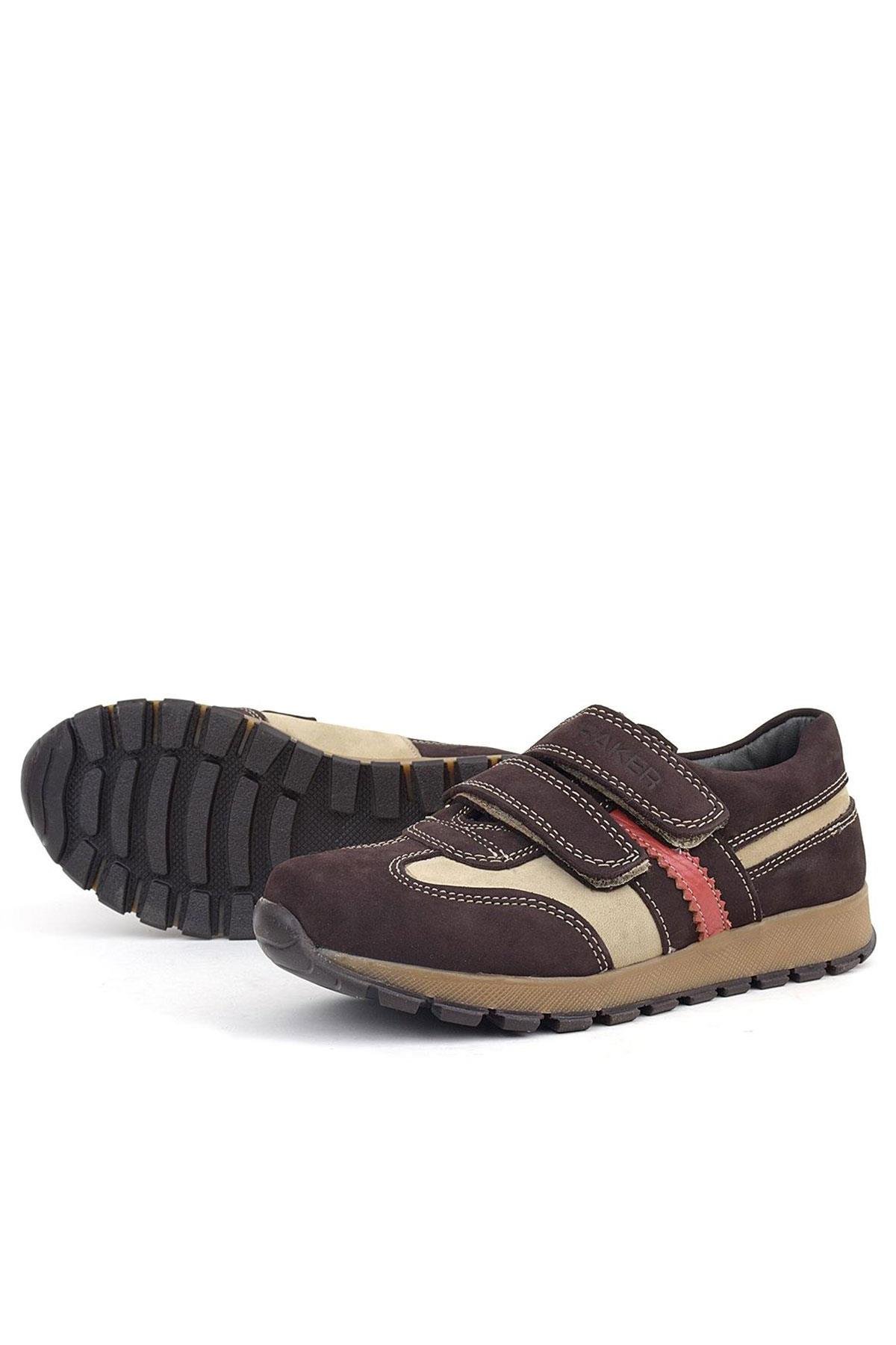 Hakiki Deri Cırtlı Kahve Kum Çocuk Spor Okul Ayakkabı - Görsel 7