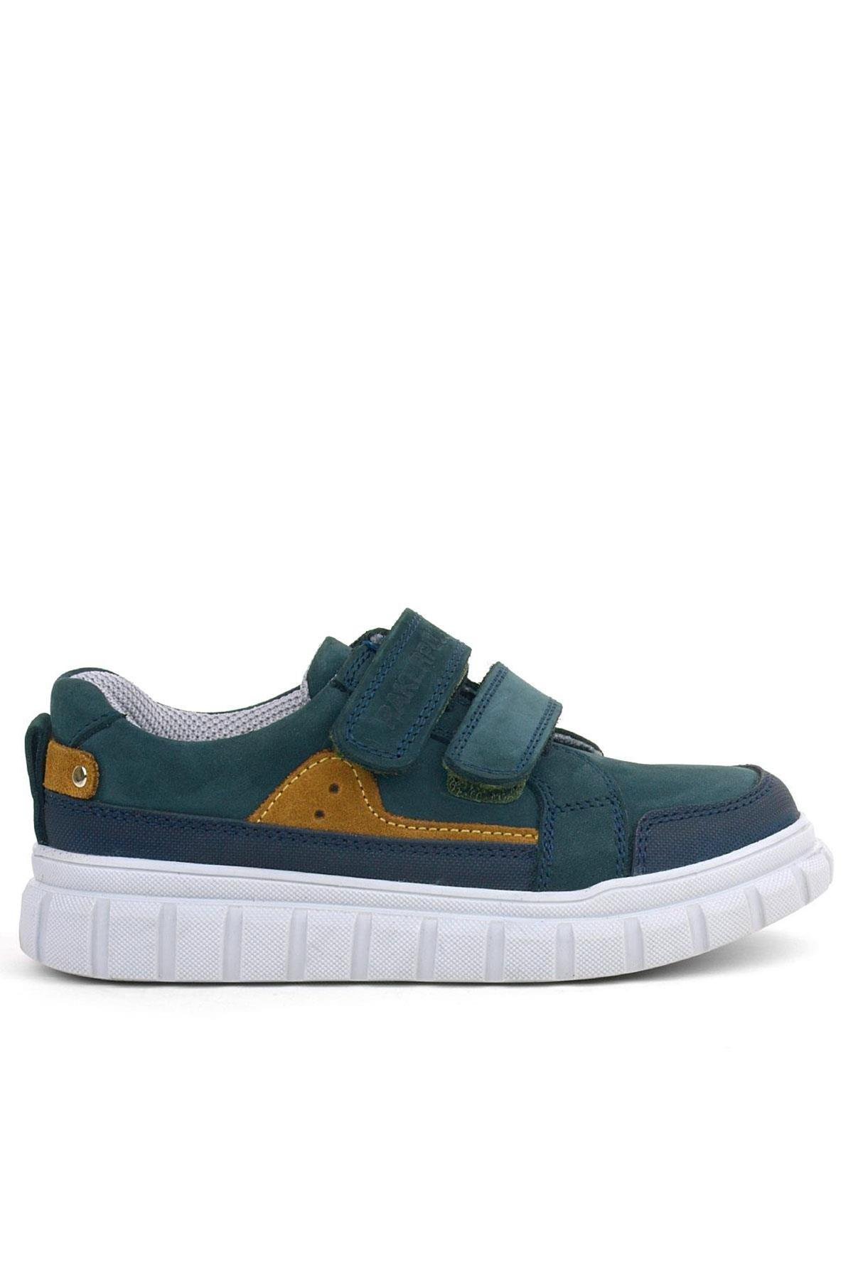 Hakiki Deri Koyu Yeşil Cırtlı Günlük Spor Çocuk Okul Ayakkabı - Görsel 3