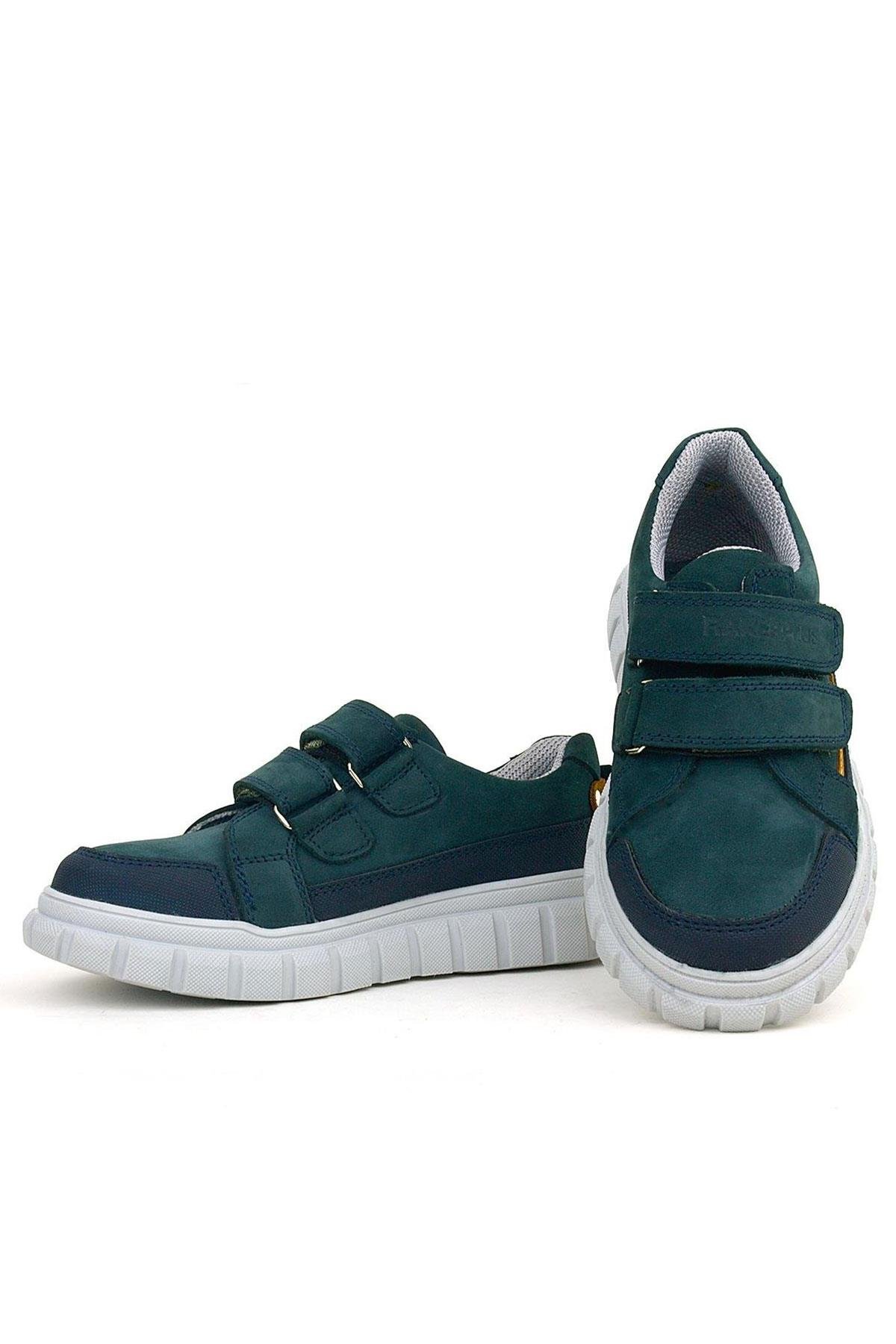 Hakiki Deri Koyu Yeşil Cırtlı Günlük Spor Çocuk Okul Ayakkabı - Görsel 7