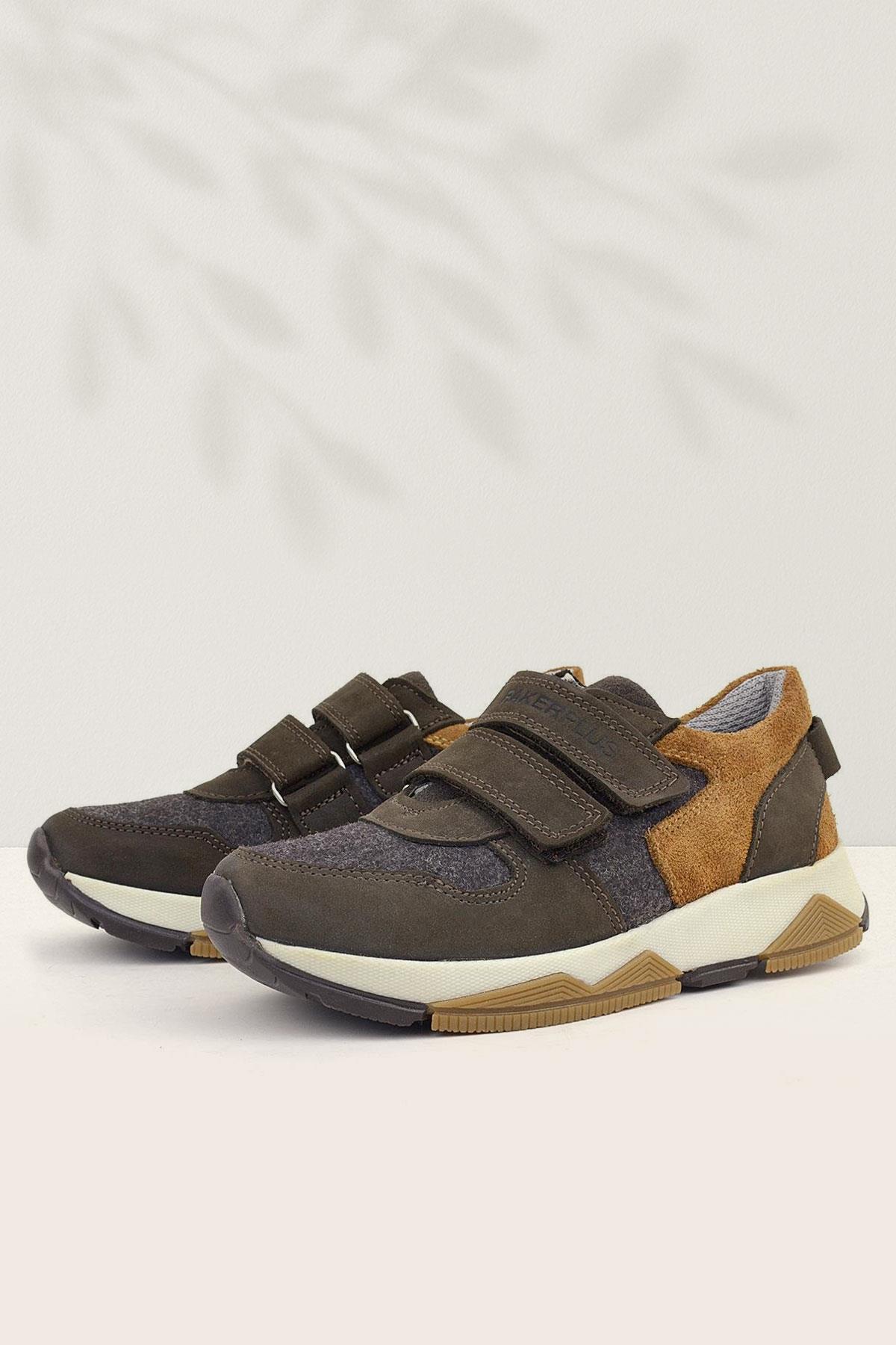 Hakiki Deri Koyu Kahve Çocuk Sneakers Spor Ayakkabı - Görsel 3