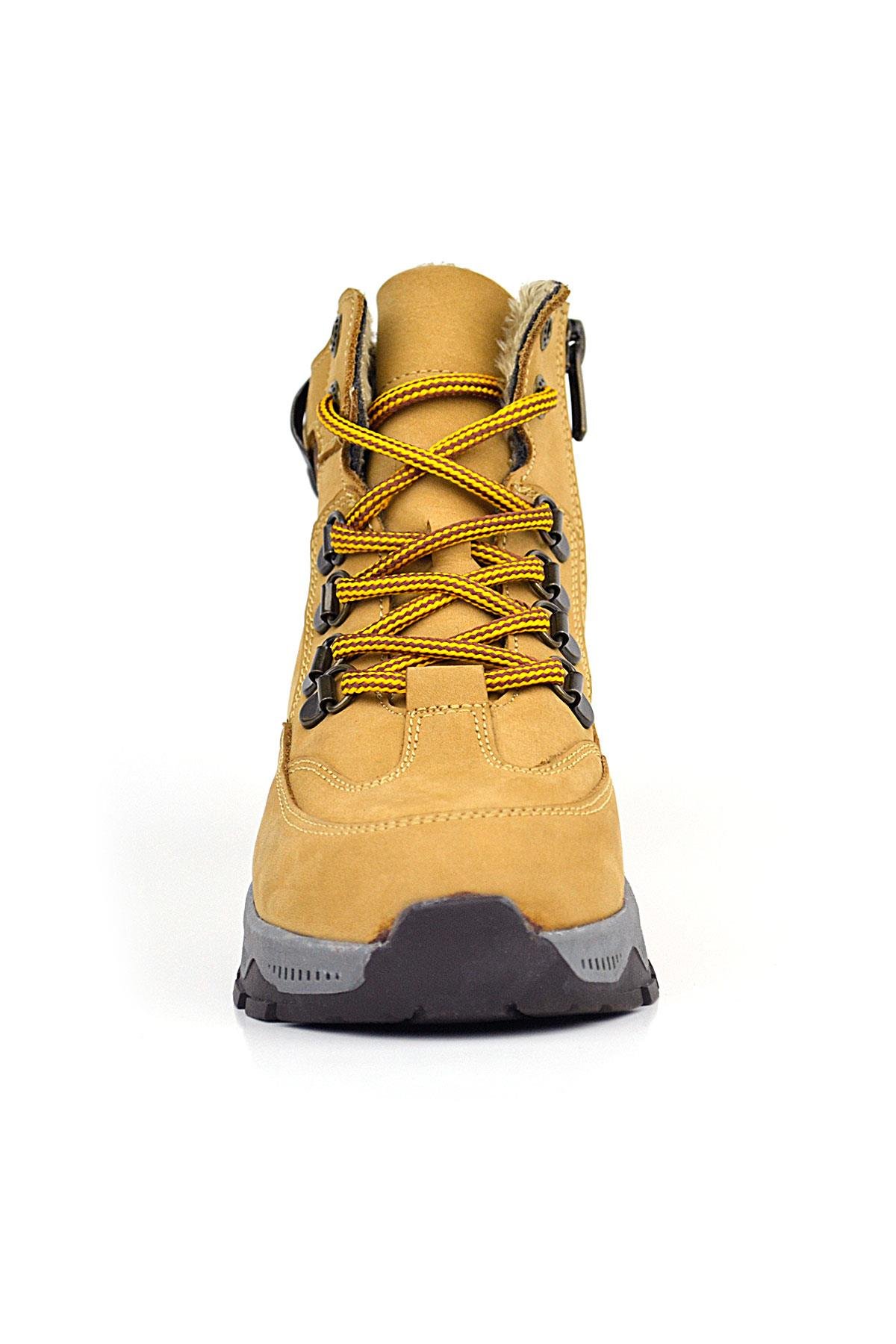 Hakiki Deri Taba Bağcıklı Fermuarlı Trekking Çocuk Bot - Görsel 4