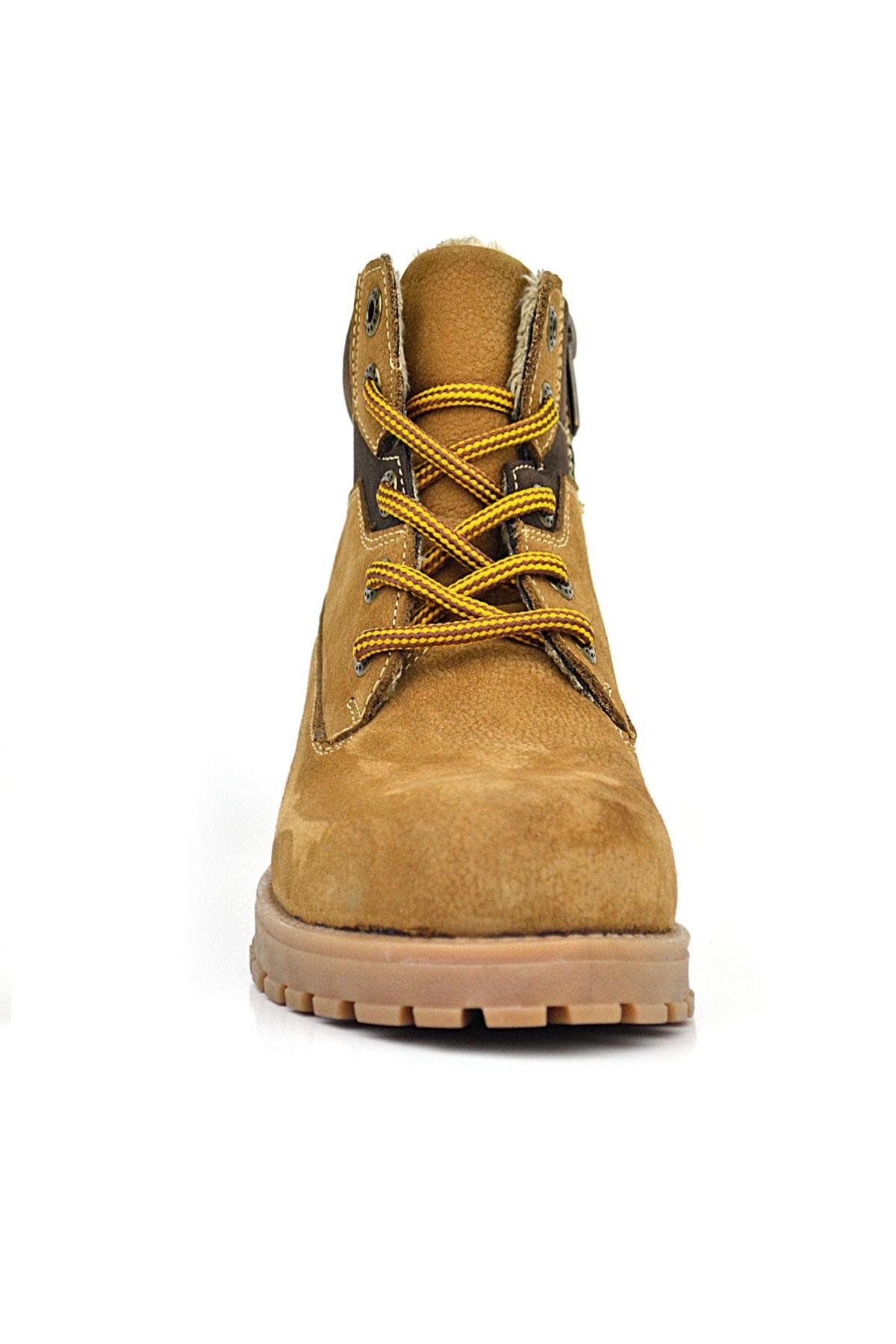 Hakiki Deri Taba Kahverengi Bağcıklı Fermuarlı Kışlık Çocuk Bot - Görsel 4