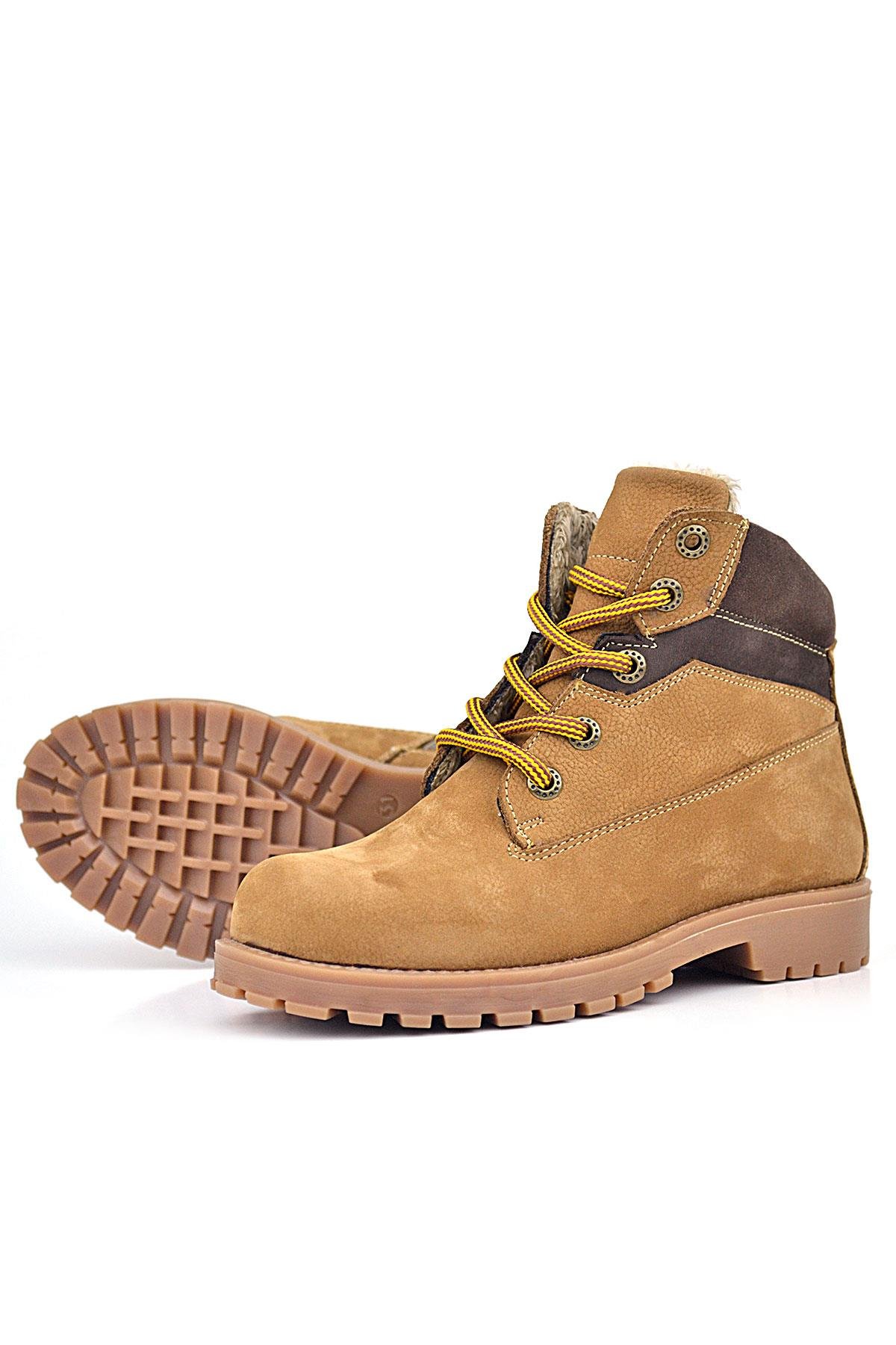 Hakiki Deri Taba Kahverengi Bağcıklı Fermuarlı Kışlık Çocuk Bot - Görsel 7