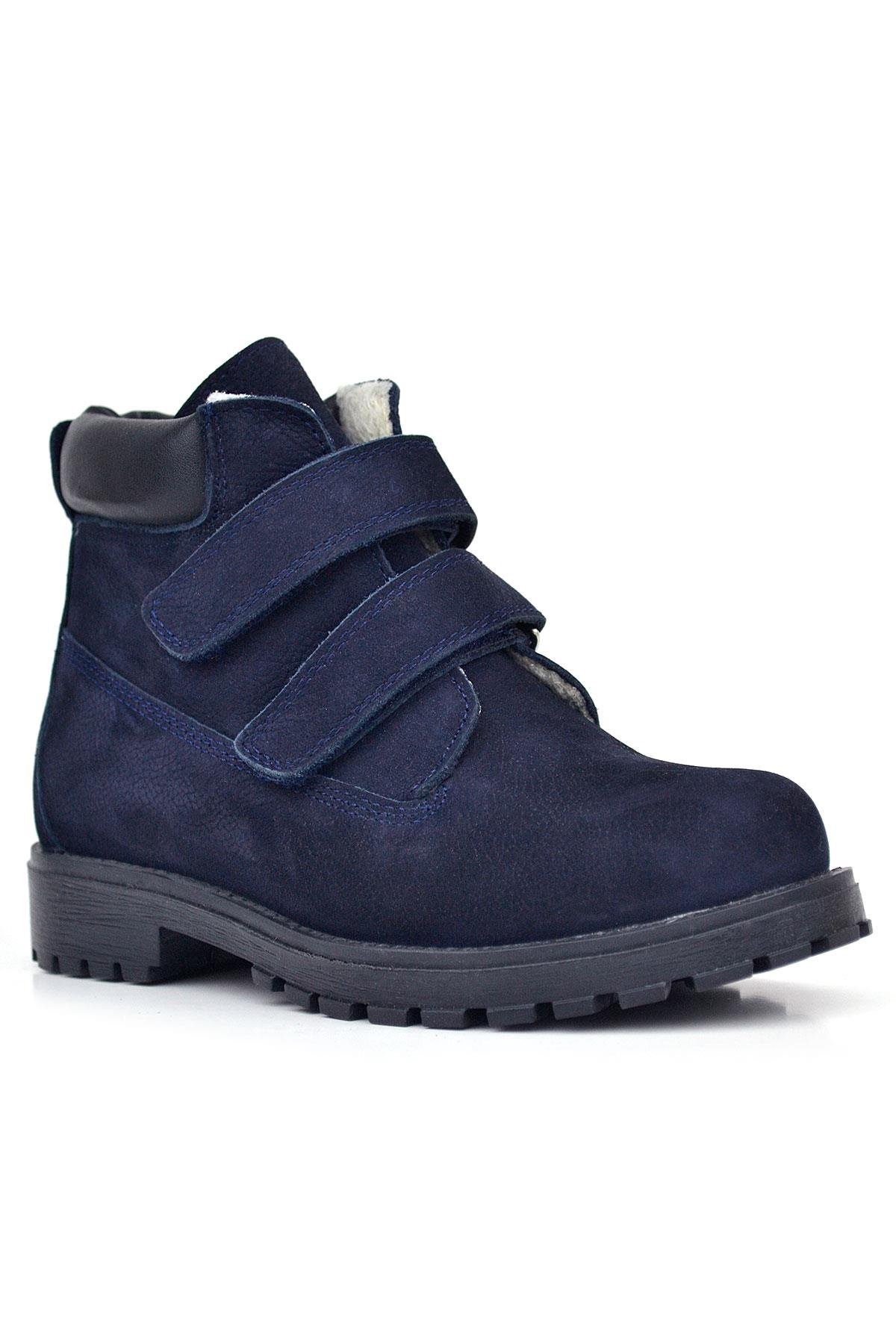 Neson Hakiki Deri Lacivert Nubuk Kürklü Cırtlı Çocuk Bot - Görsel 2