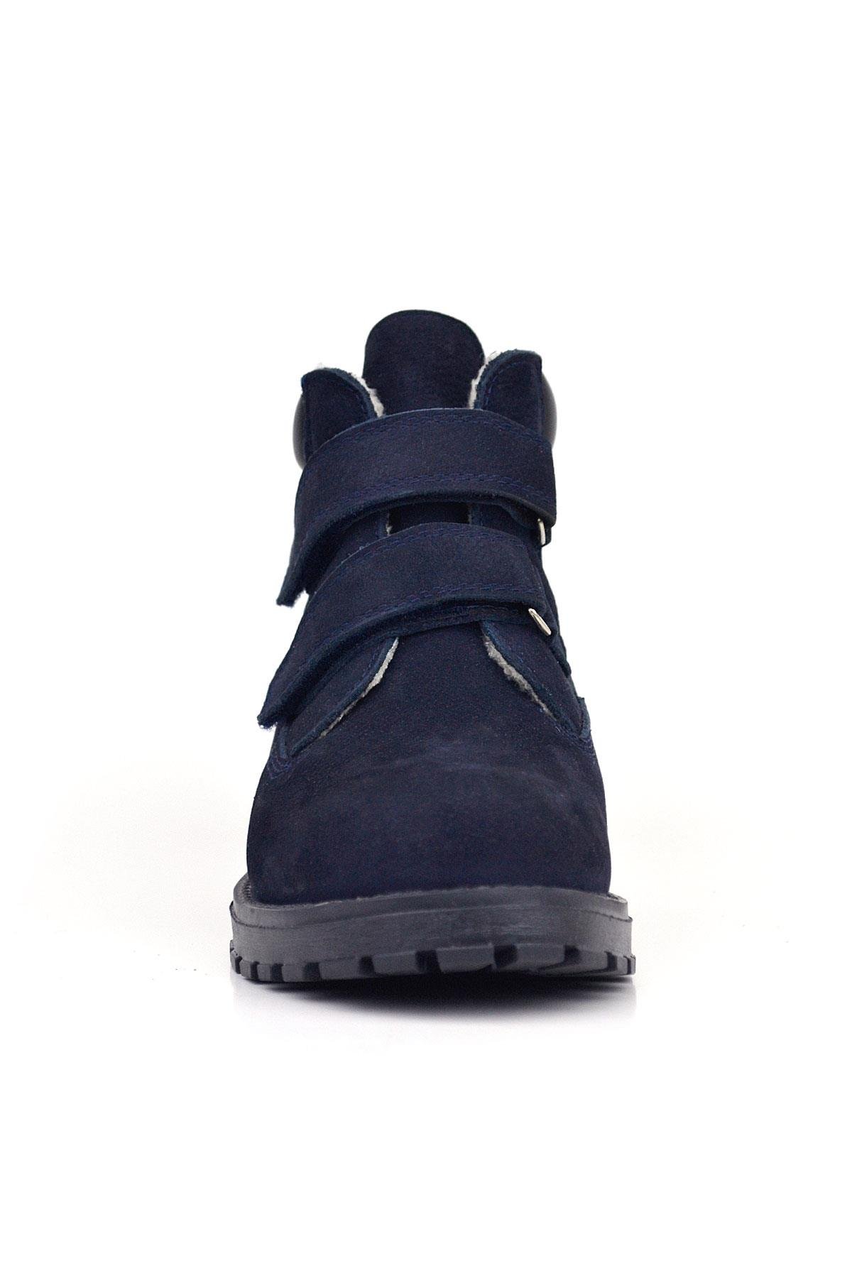 Neson Hakiki Deri Lacivert Nubuk Kürklü Cırtlı Çocuk Bot - Görsel 4