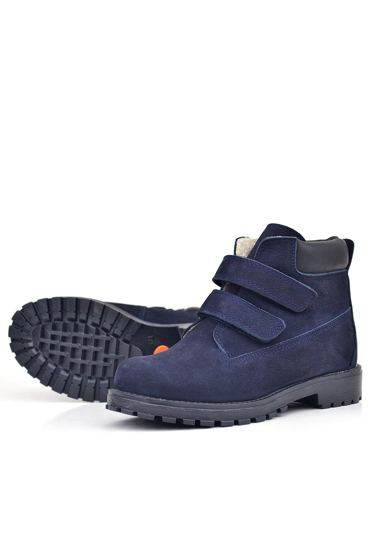Neson Hakiki Deri Lacivert Nubuk Kürklü Cırtlı Çocuk Bot - Görsel 7