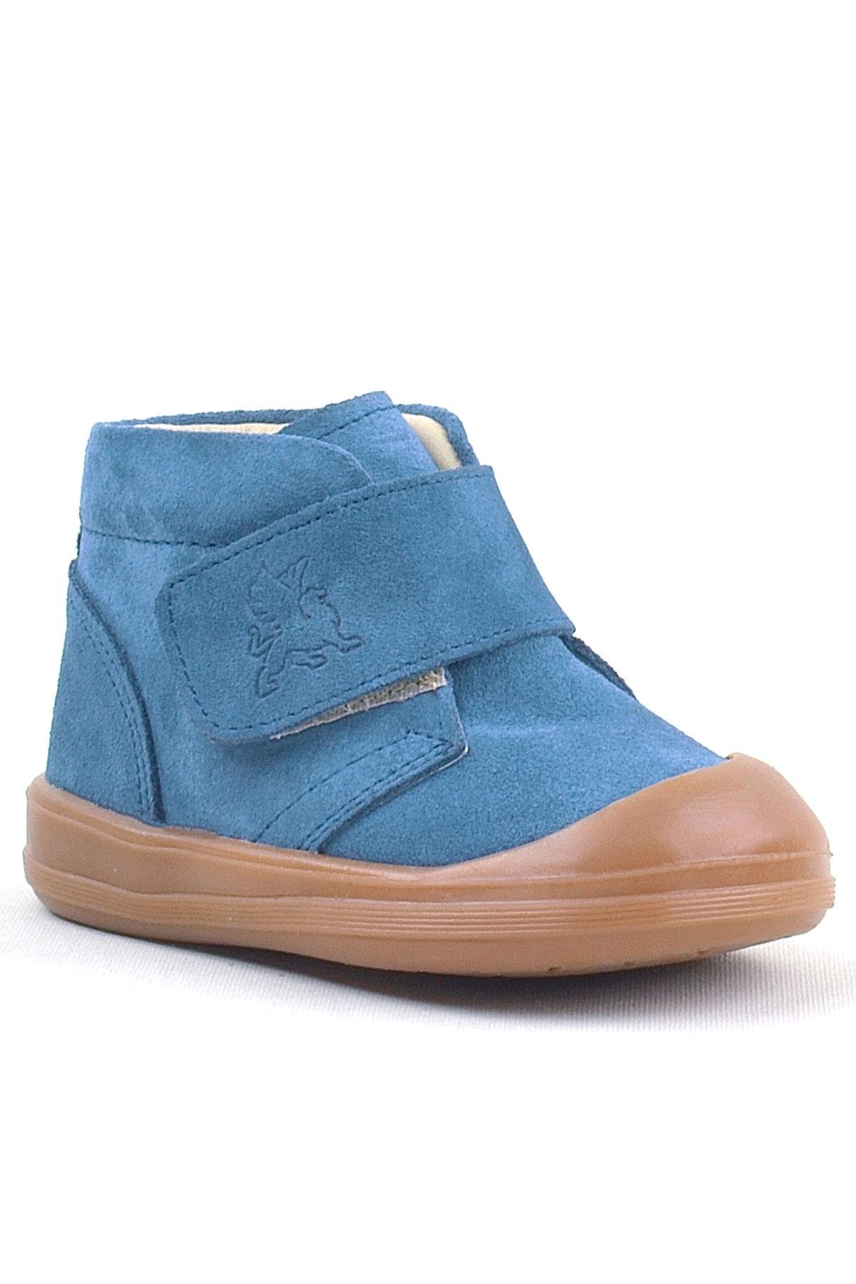 Yoohoo Hakiki Deri Mavi Cırtlı Unisex Bebek Bot - Görsel 2