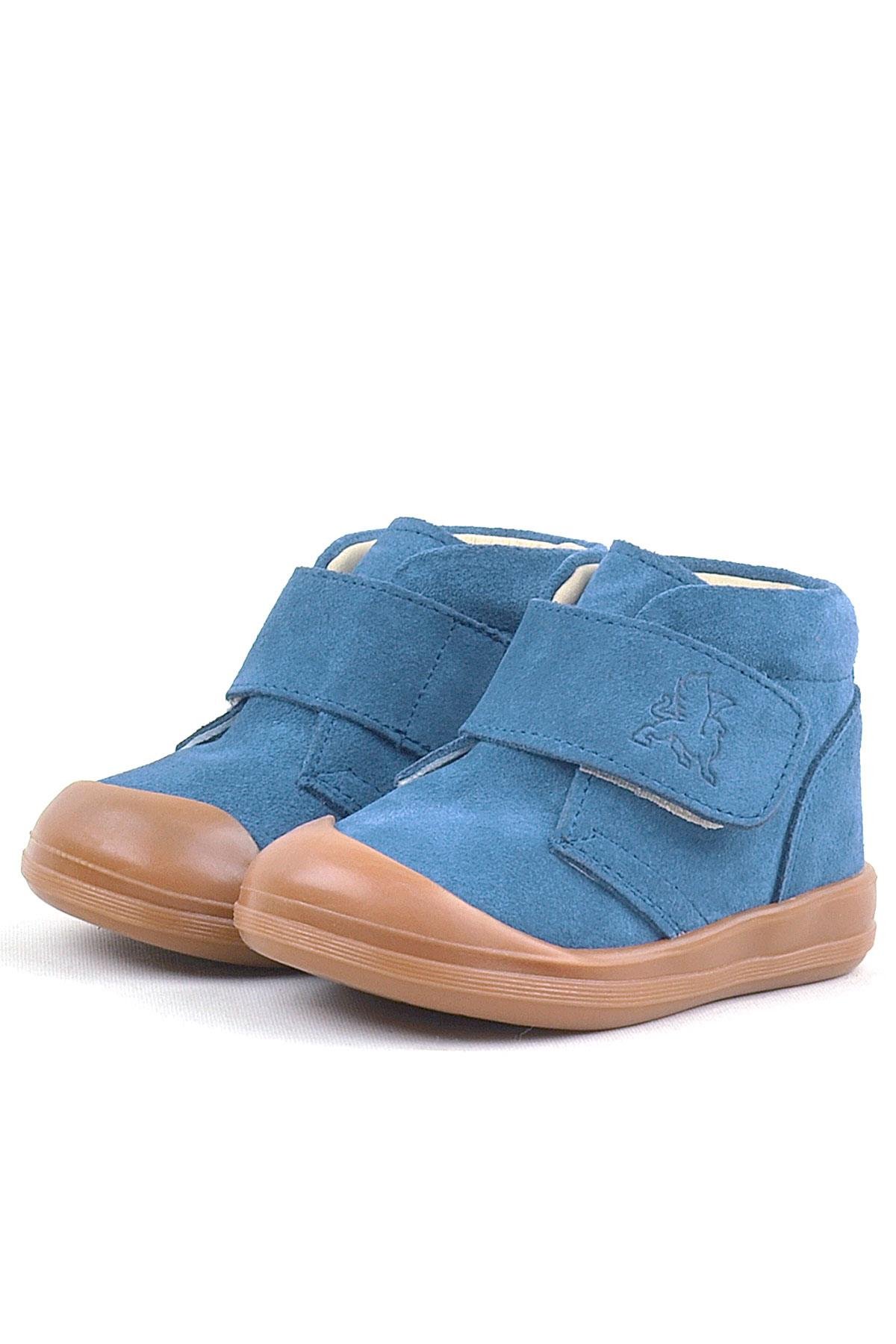 Yoohoo Hakiki Deri Mavi Cırtlı Unisex Bebek Bot - Görsel 5