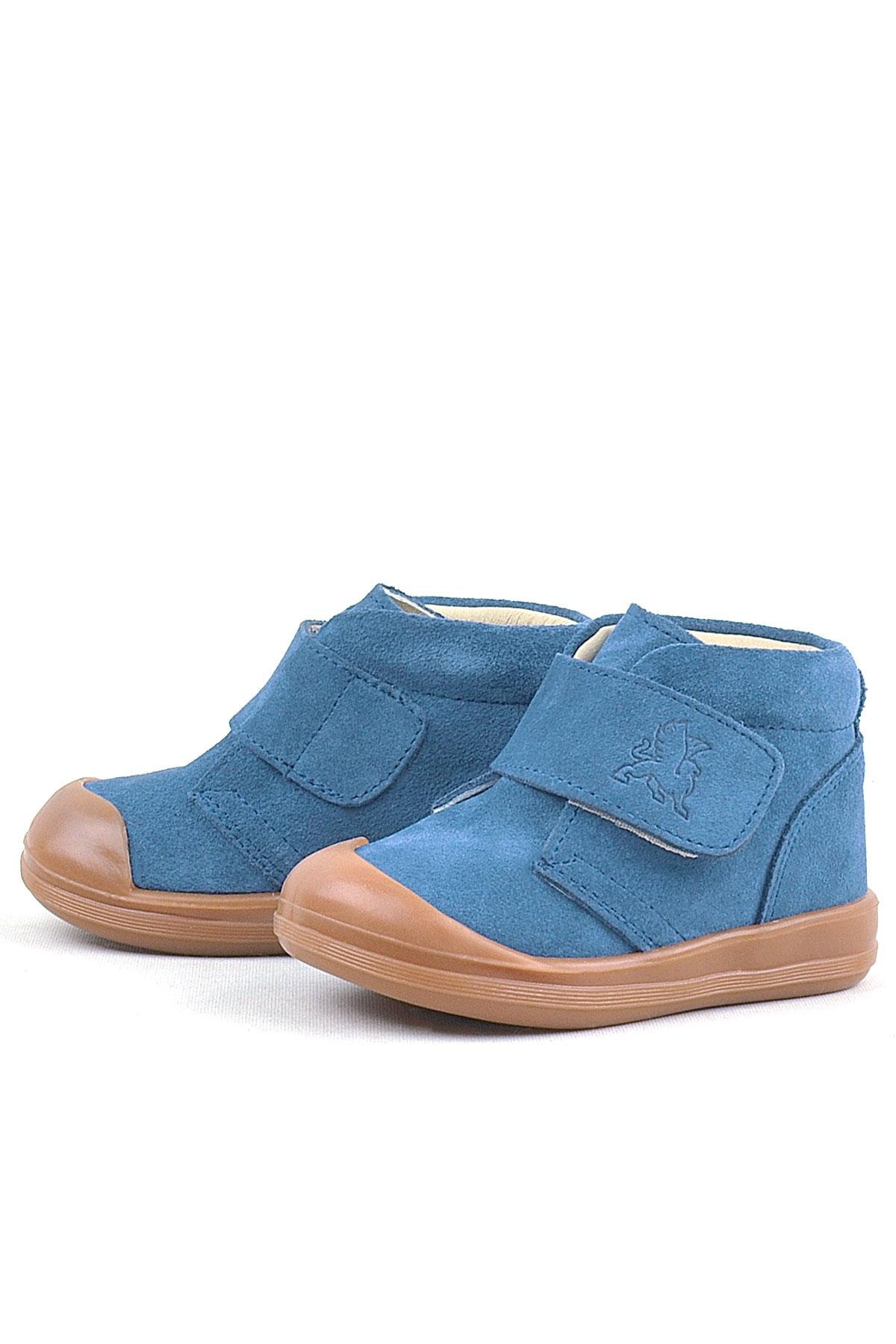 Yoohoo Hakiki Deri Mavi Cırtlı Unisex Bebek Bot - Görsel 6