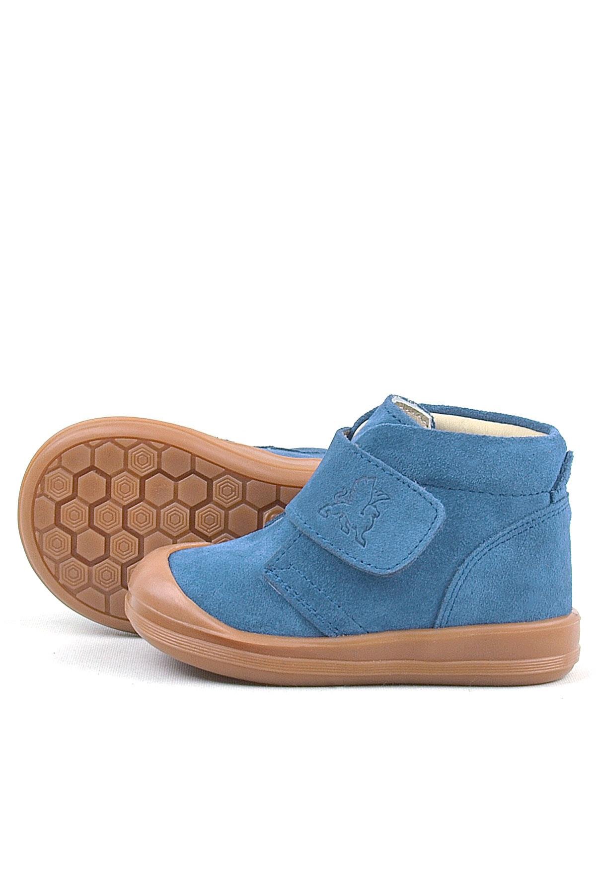 Yoohoo Hakiki Deri Mavi Cırtlı Unisex Bebek Bot - Görsel 7