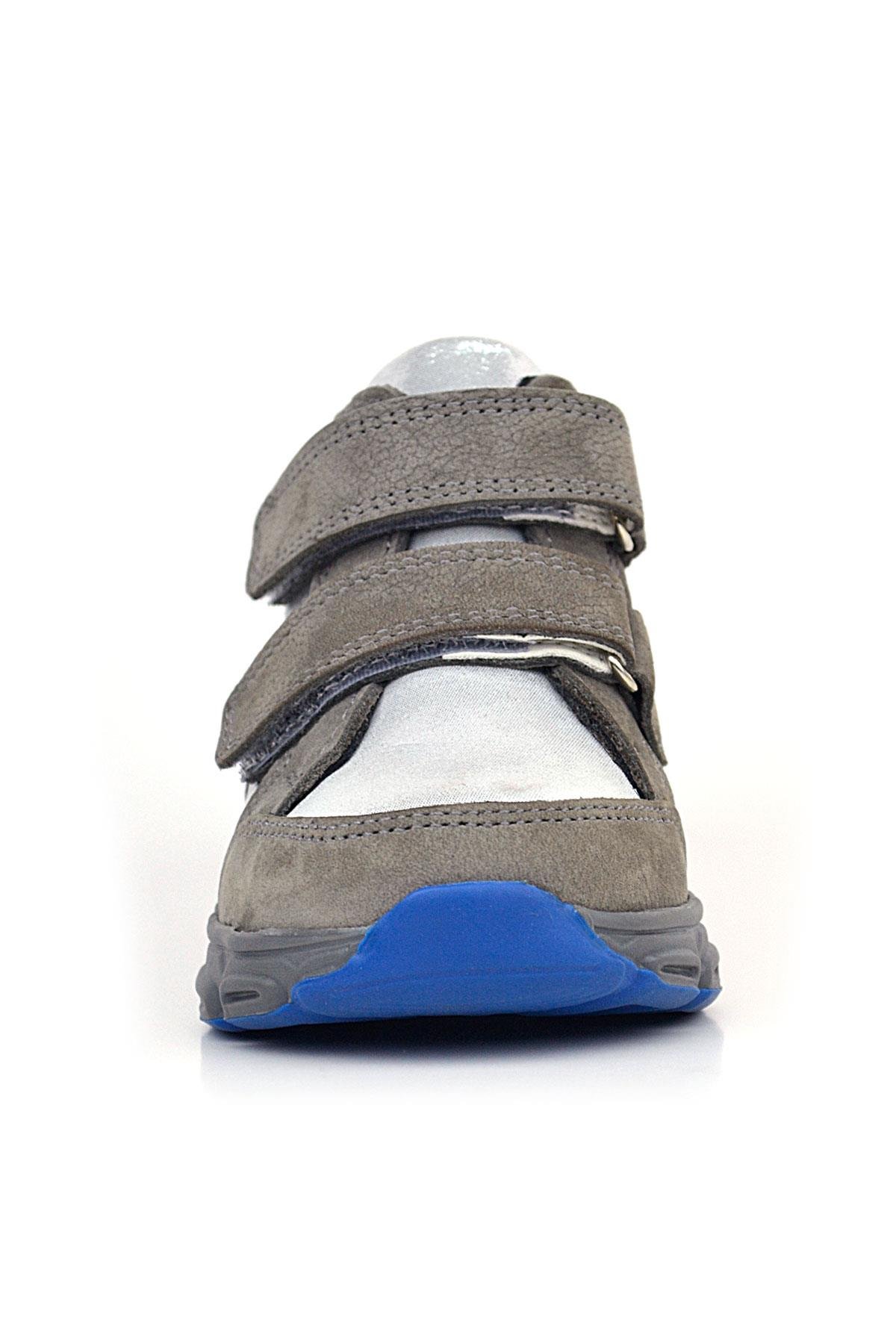 Hakiki Deri Gri Gümüş Cırtlı Kız Bebek Bot Ayakkabı - Görsel 4