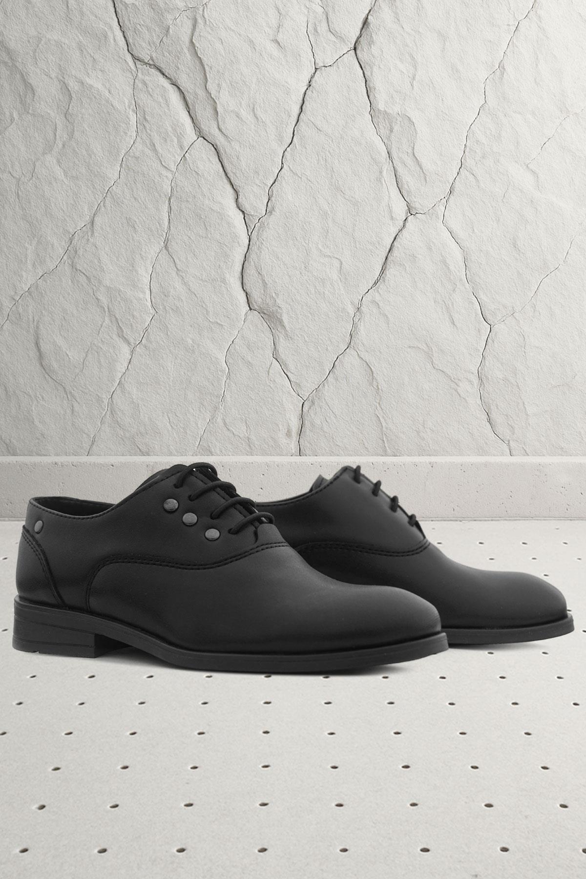 Smokin Siyah Mat Bağcıklı Metal Detaylı Çocuk Klasik Ayakkabısı - Görsel 2