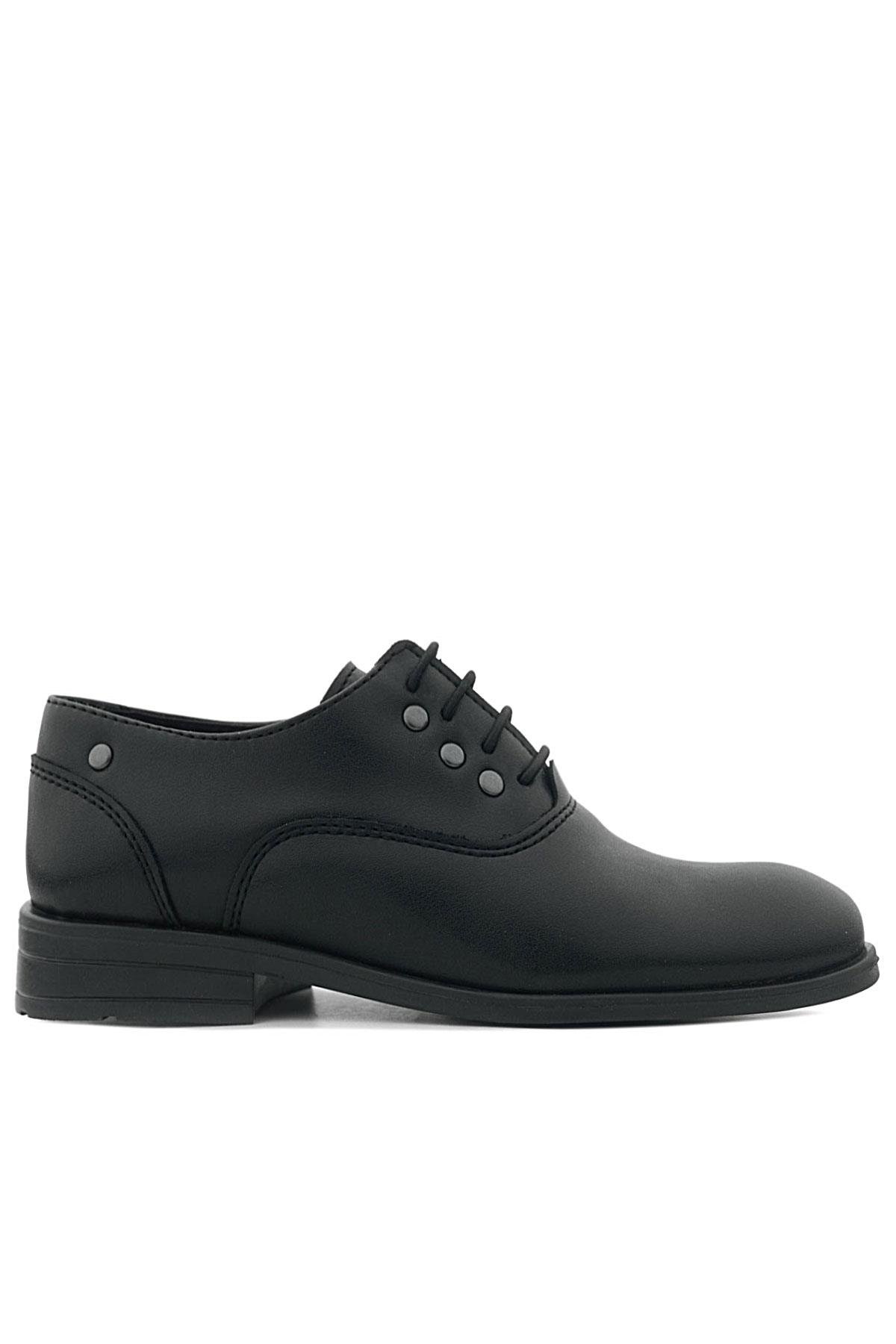 Smokin Siyah Mat Bağcıklı Metal Detaylı Çocuk Klasik Ayakkabısı - Görsel 4