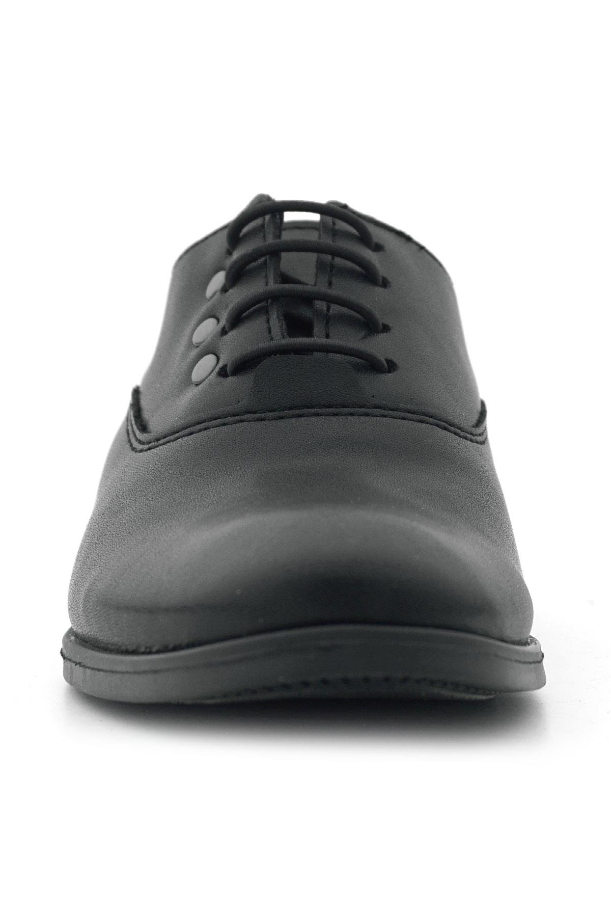 Smokin Siyah Mat Bağcıklı Metal Detaylı Çocuk Klasik Ayakkabısı - Görsel 5