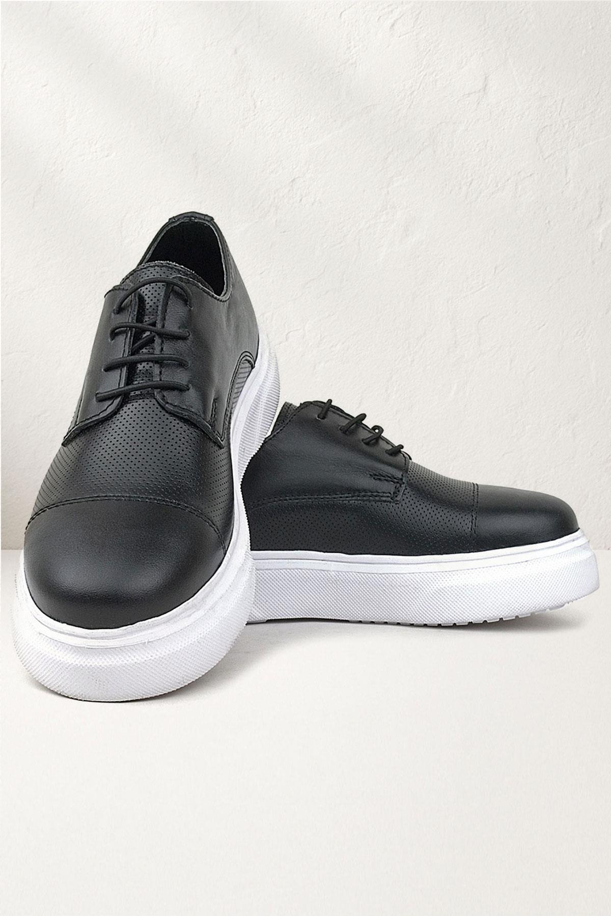 Siyah Yüksek Hafif Taban Çocuk Klasik Ayakkabı - Görsel 3