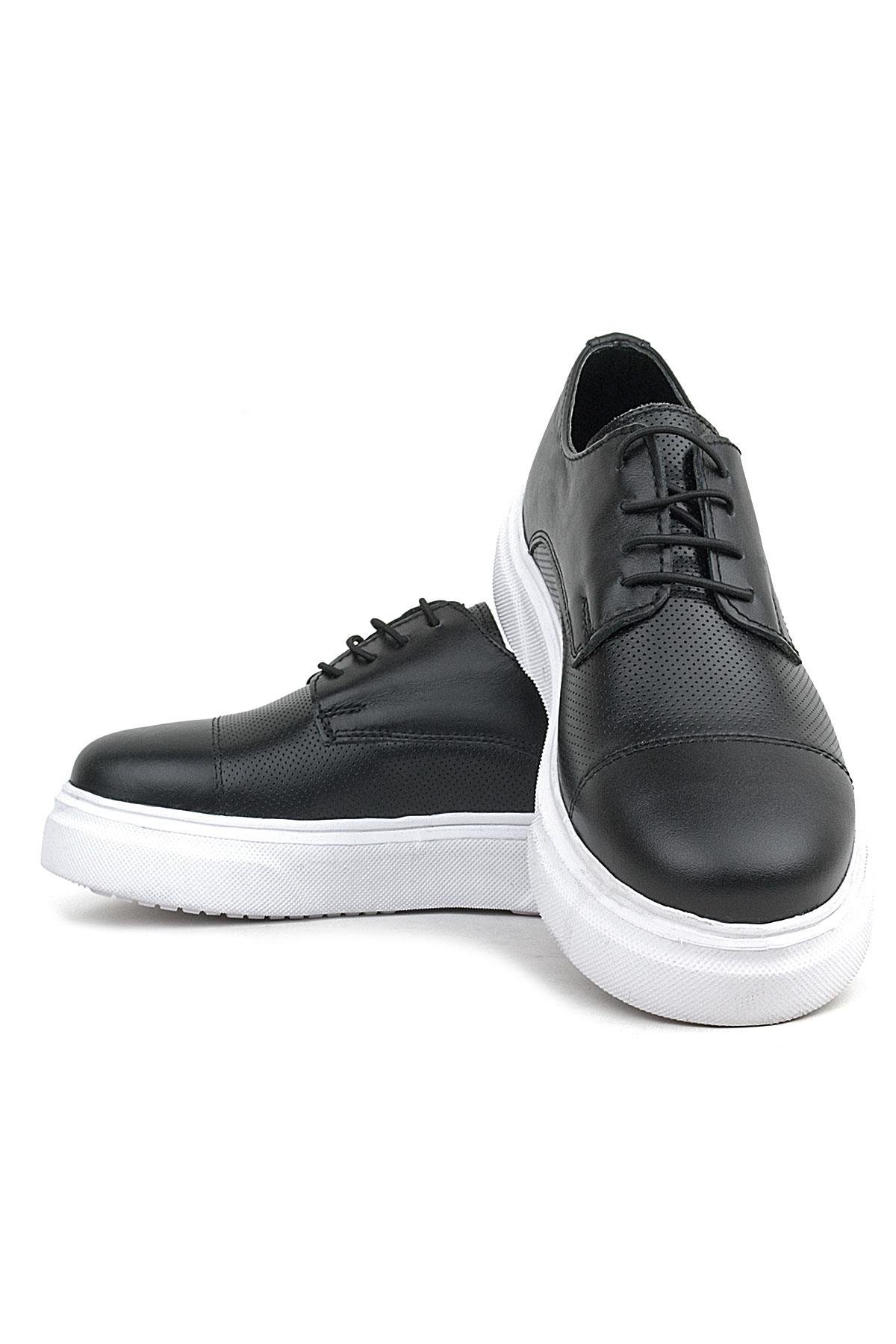 Siyah Yüksek Hafif Taban Çocuk Klasik Ayakkabı - Görsel 8
