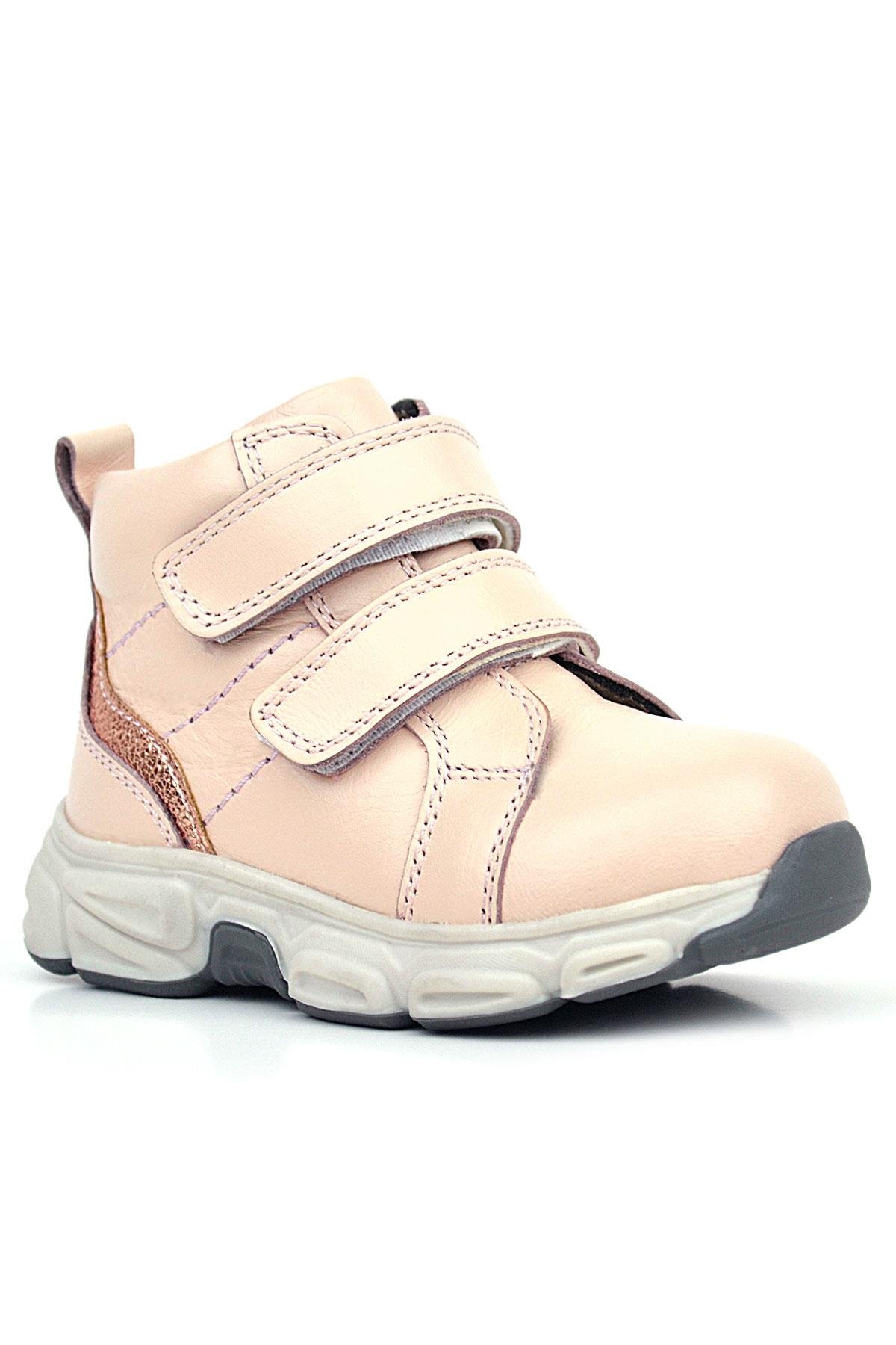 Hakiki Deri Pembe Cırtlı Spor Kız Bebek Bot - Görsel 2
