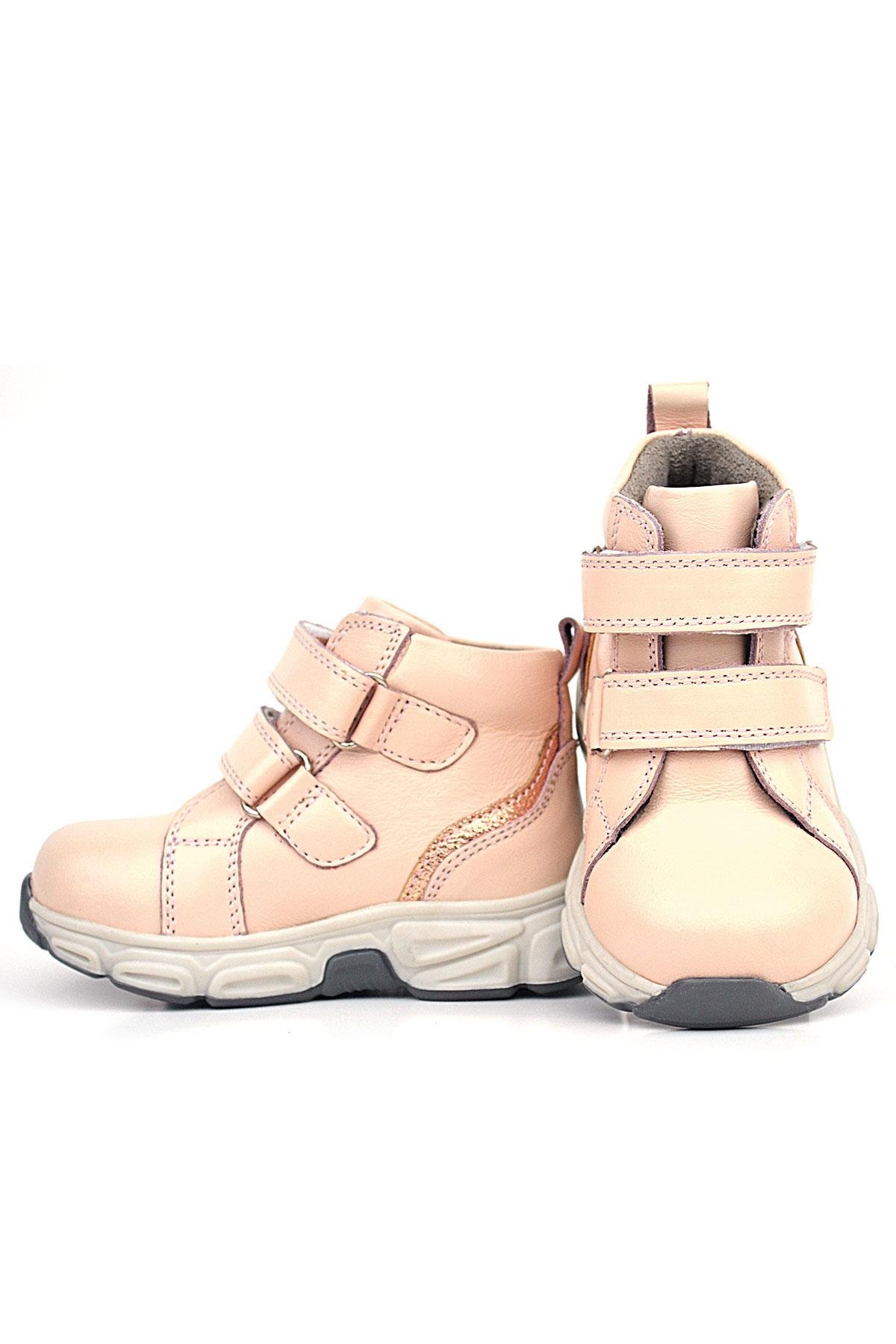 Hakiki Deri Pembe Cırtlı Spor Kız Bebek Bot - Görsel 4