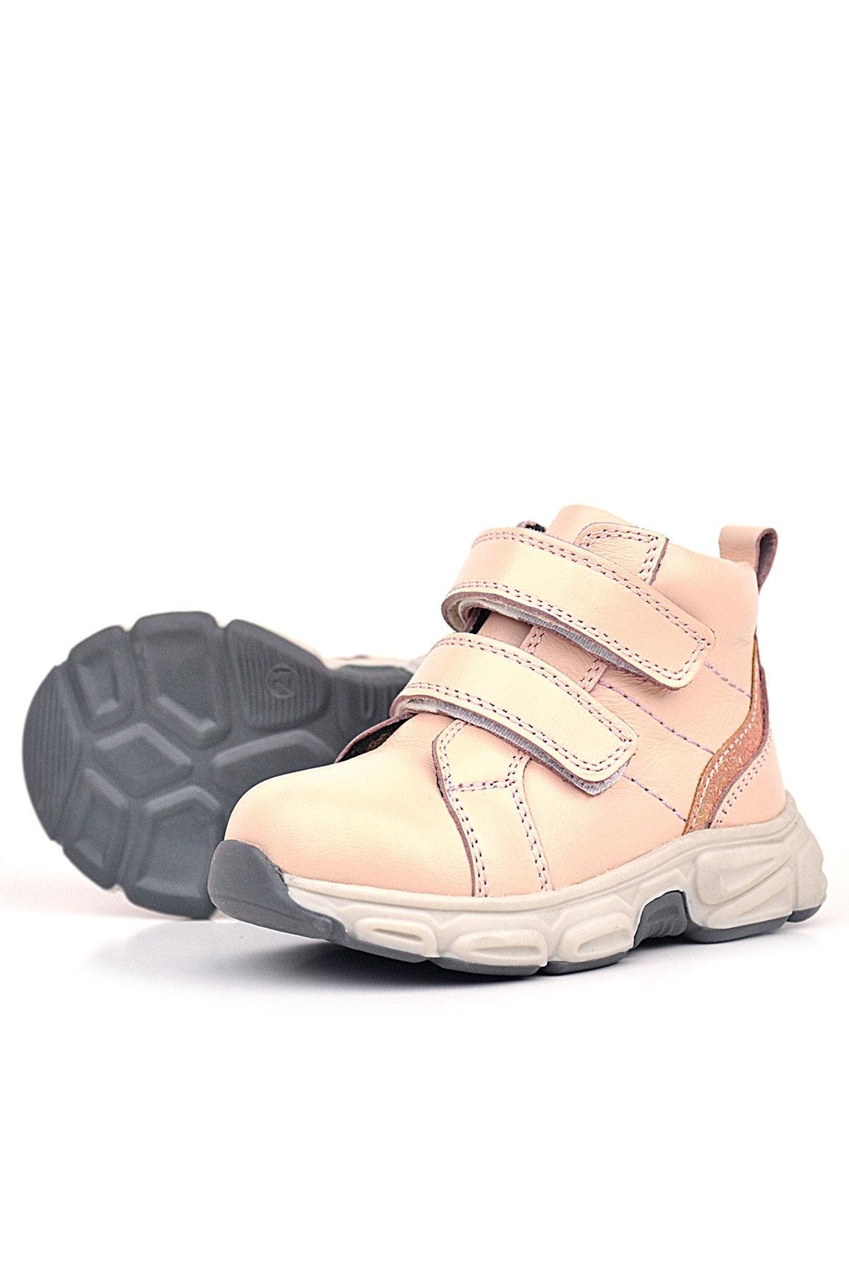 Hakiki Deri Pembe Cırtlı Spor Kız Bebek Bot - Görsel 6