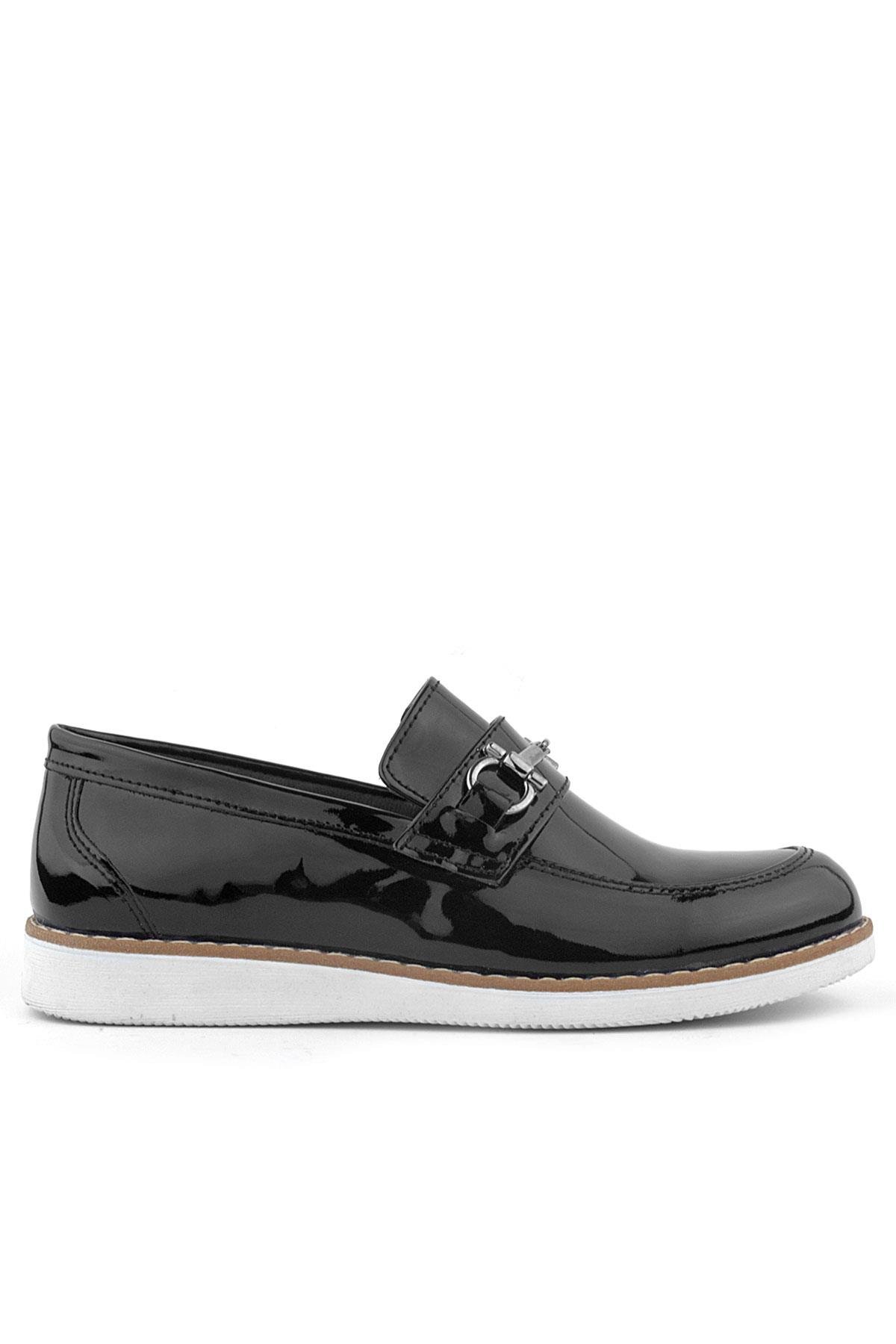 Hakiki Deri Siyah Rugan Loafer Çocuk Klasik Ayakkabı - Görsel 3