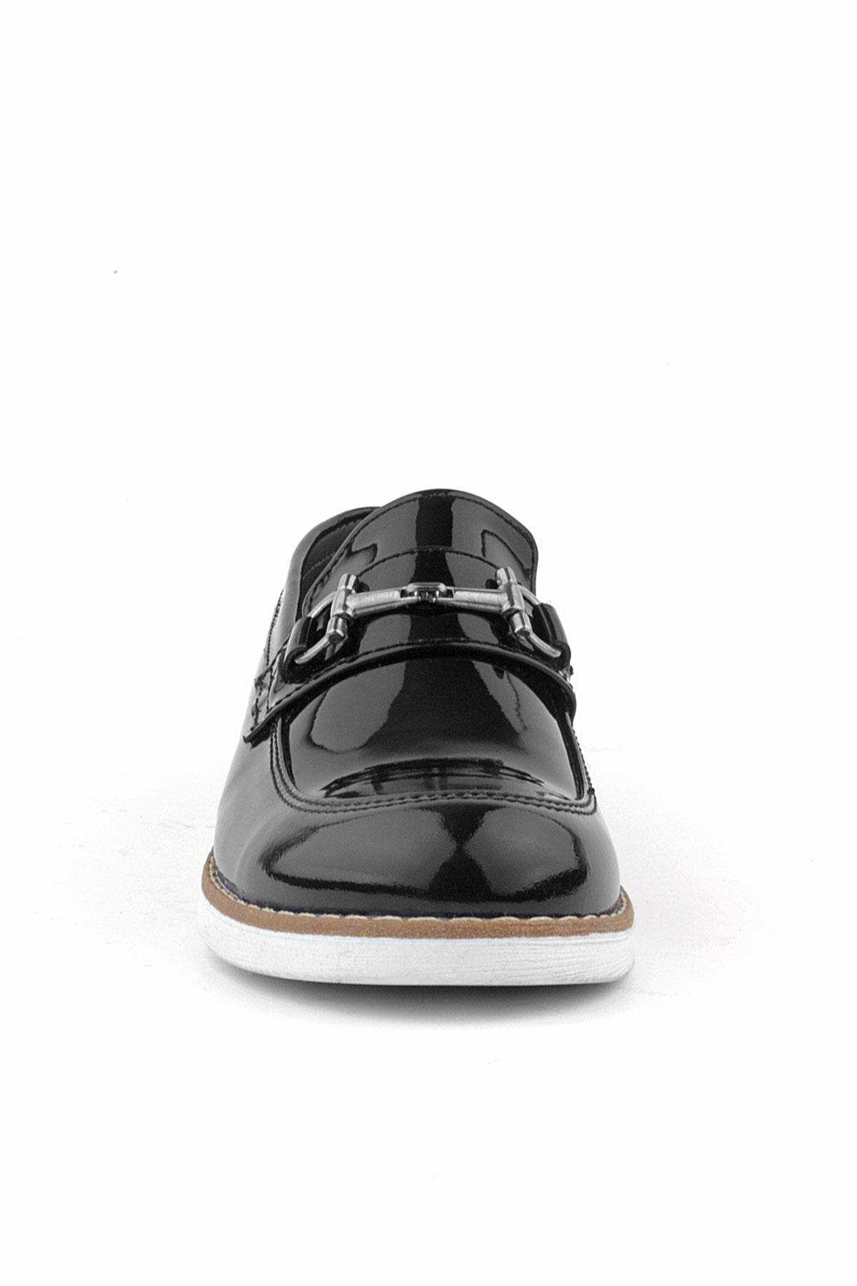 Hakiki Deri Siyah Rugan Loafer Çocuk Klasik Ayakkabı - Görsel 4