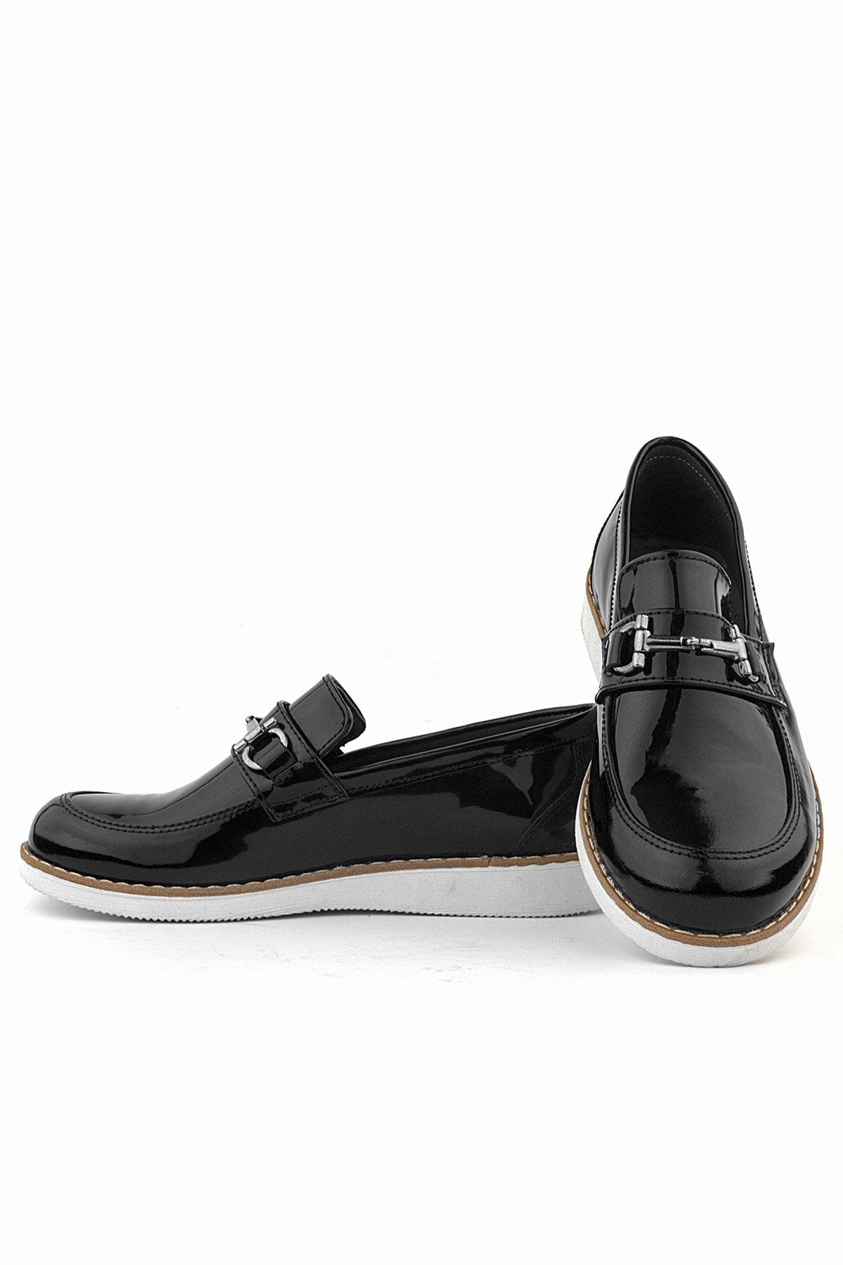 Hakiki Deri Siyah Rugan Loafer Çocuk Klasik Ayakkabı - Görsel 7