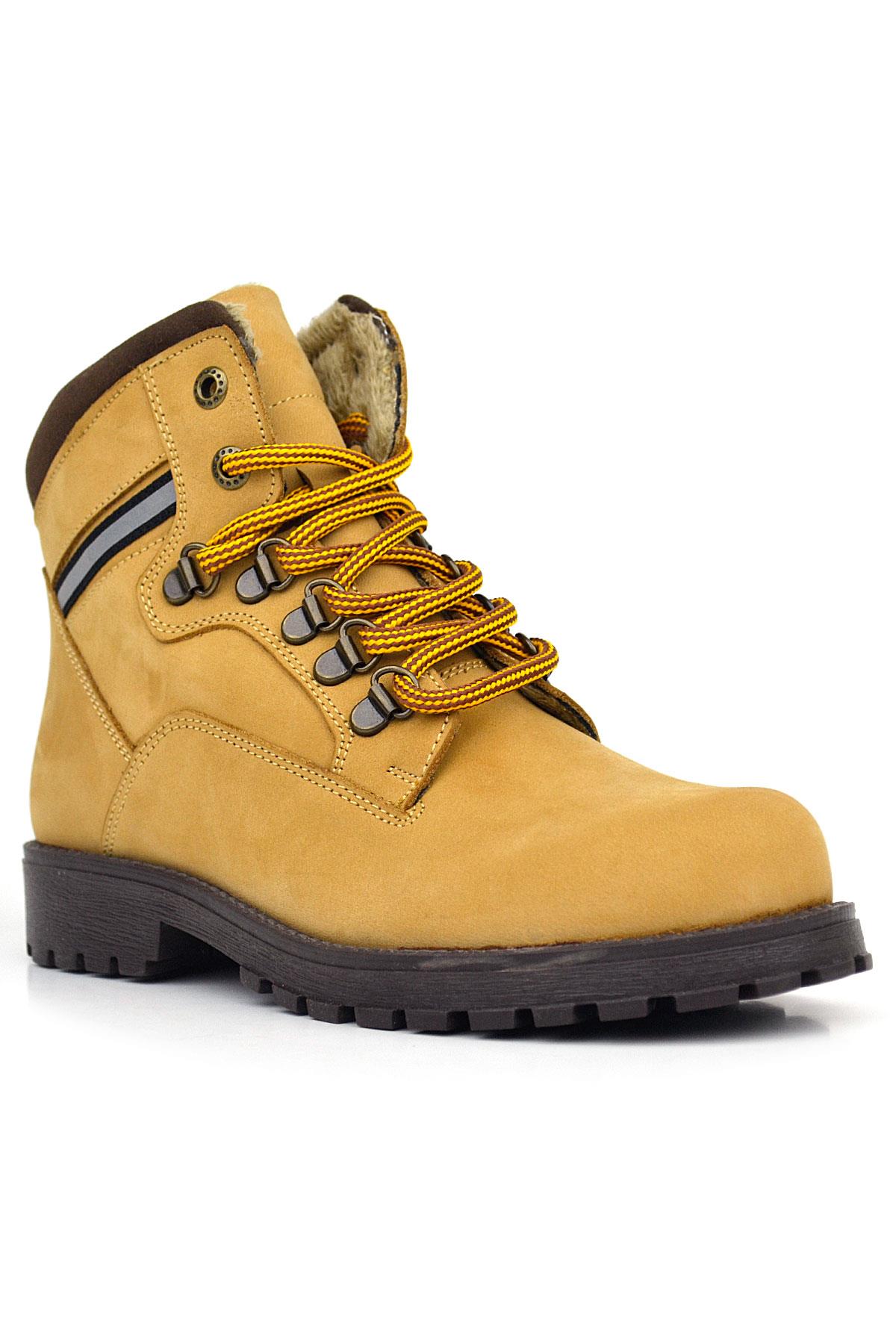 Hakiki Deri Sarı Kahve Bağcıklı Fermuarlı Çocuk Bot - Görsel 2