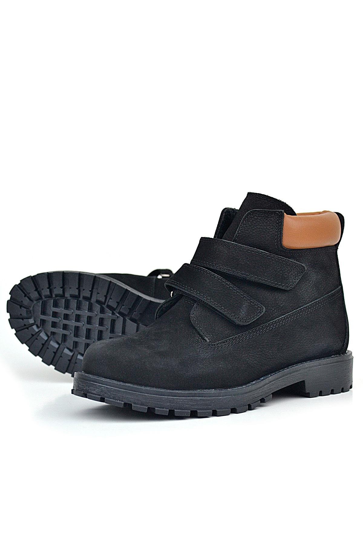 Neson Hakiki Deri Siyah Nubuk Cırtlı Erkek Çocuk Bot - Görsel 7